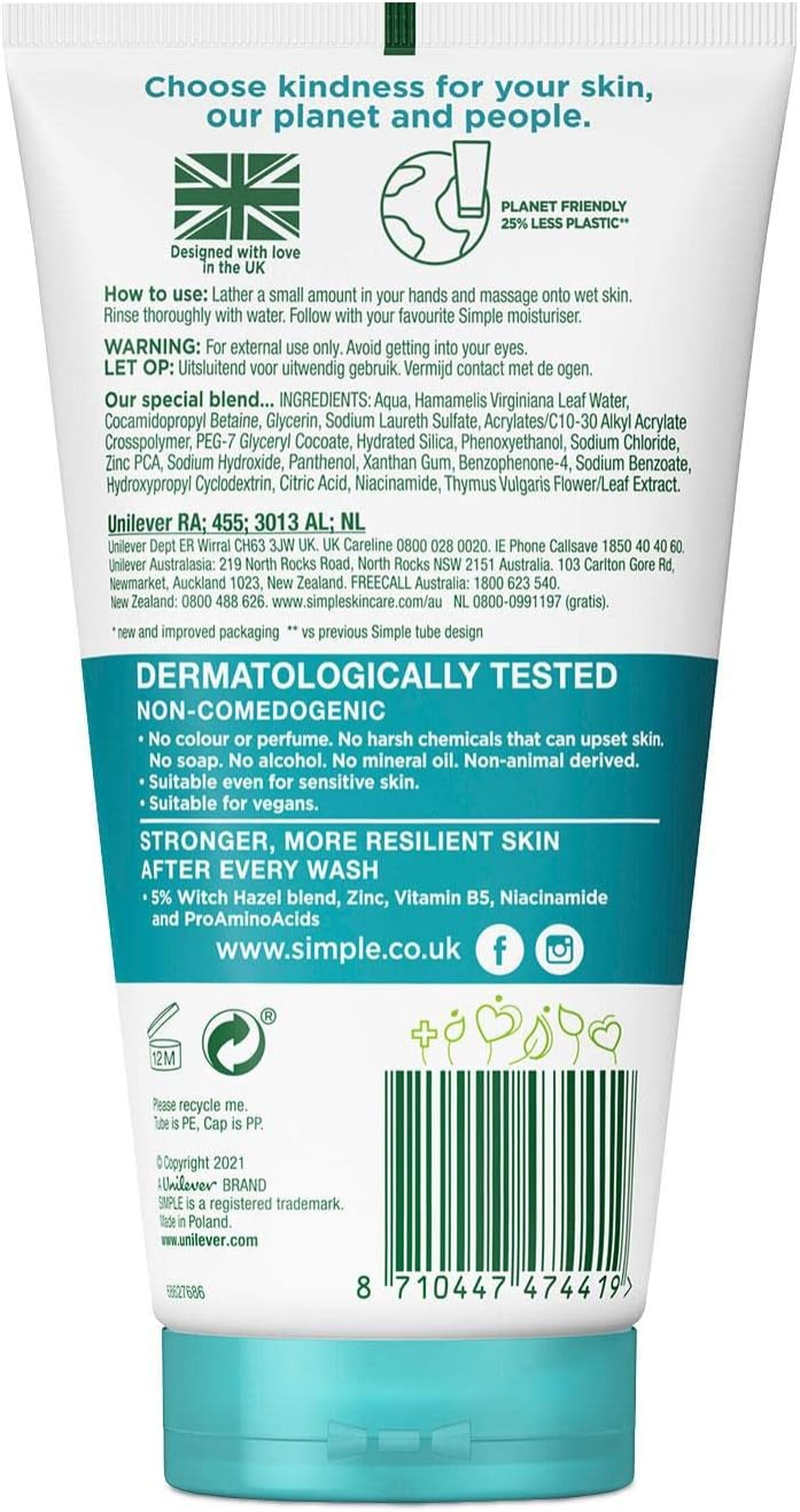 Simple Daily Skin Detox Purifying Facial Wash, 150Ml image number 3