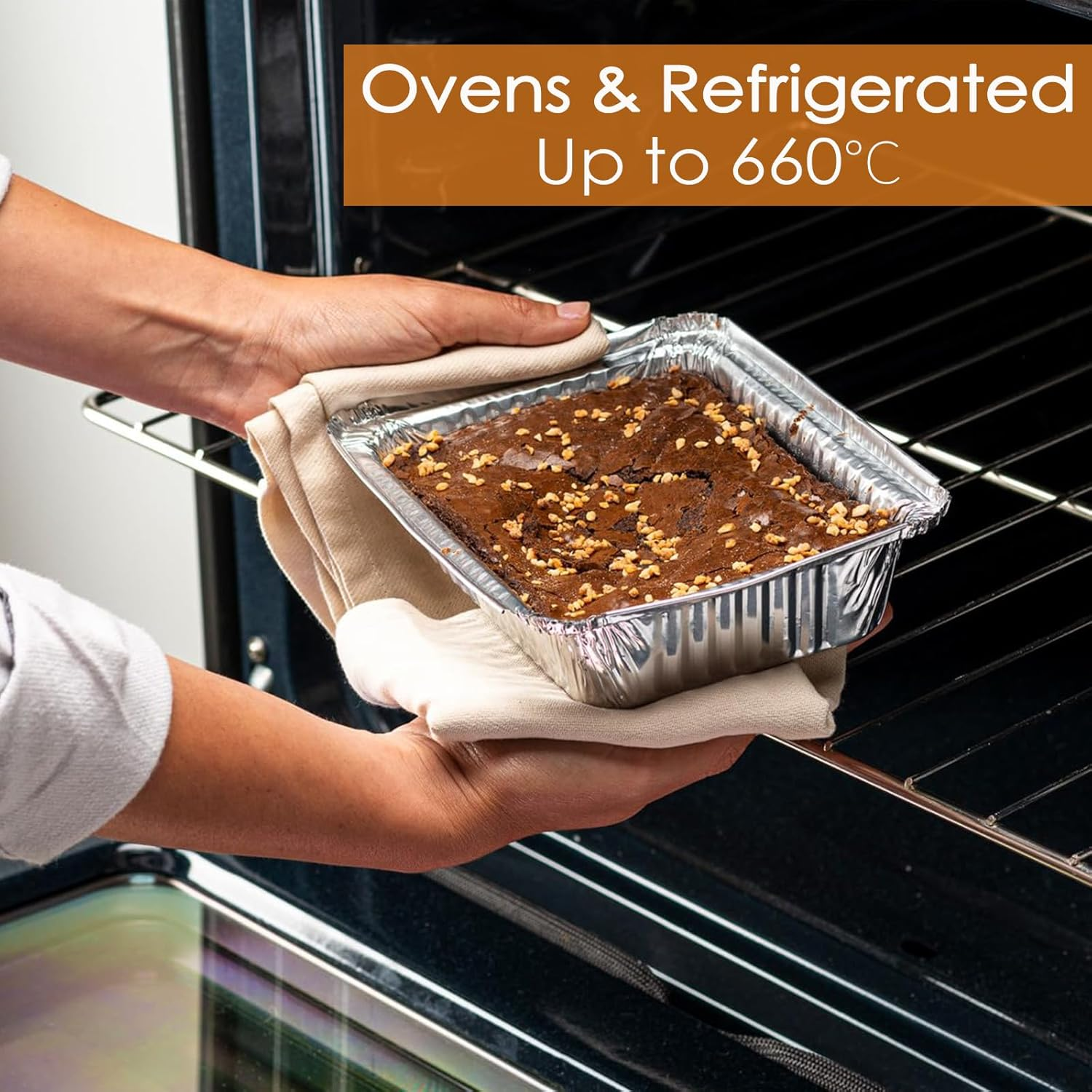 55 Pcs Aluminum Pans, 800Ml Thickened Aluminium Foil Food Container with Lids - 55 Pans and 55 Cardboard Covers, for Baking, Meal Prep and Freezer, Takeout - 55Pcs 800Ml image number 2