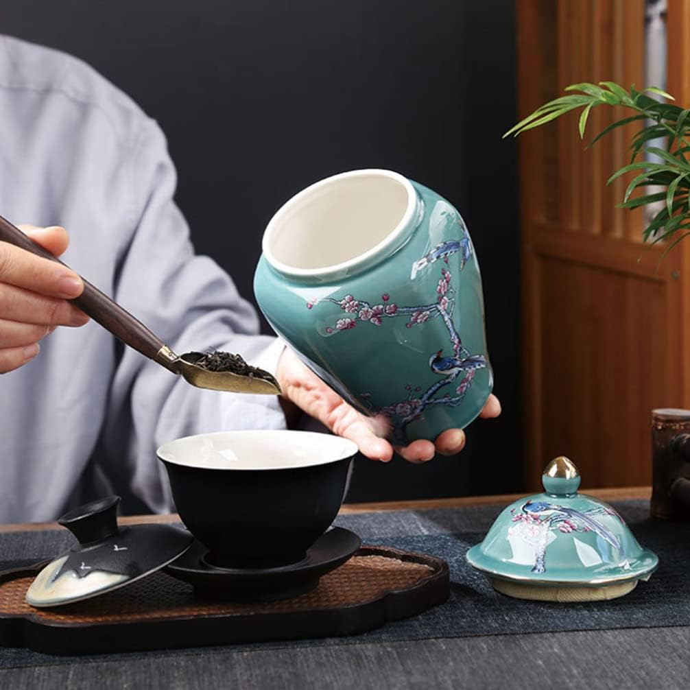 Cabilock Vintage Ceramic Tea Can Sealed Lid Chinese Style Storage Jar Multi-Function Household Tea Container for Home Office Use image number 4