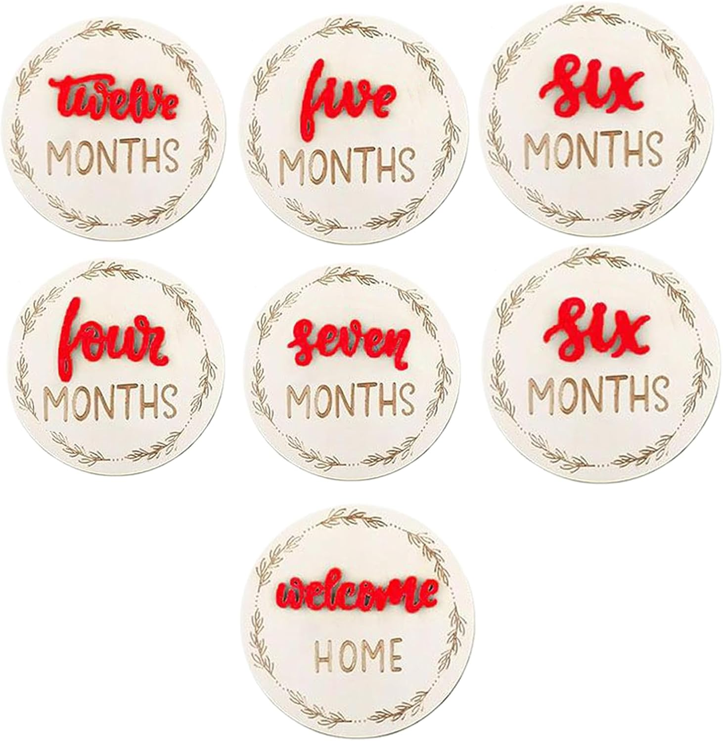 Month Baby Announcement Signs - Wooden Picture Circles for Baby,Decorative Wooden Birth Growth Cards, Reusable Home Decor for Photography