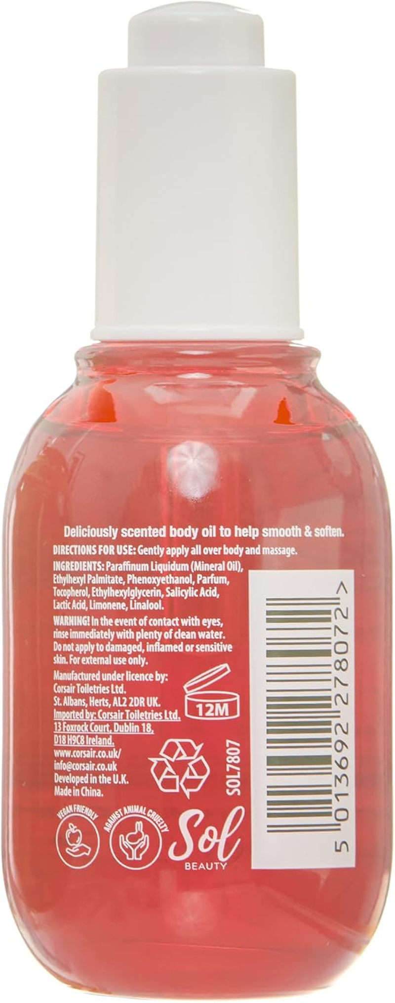 Dry Body Oil Watermelon Scent, Helps Hydrate and Soften Skin, Vegan Friendly Light Moisturiser 45Ml image number 2