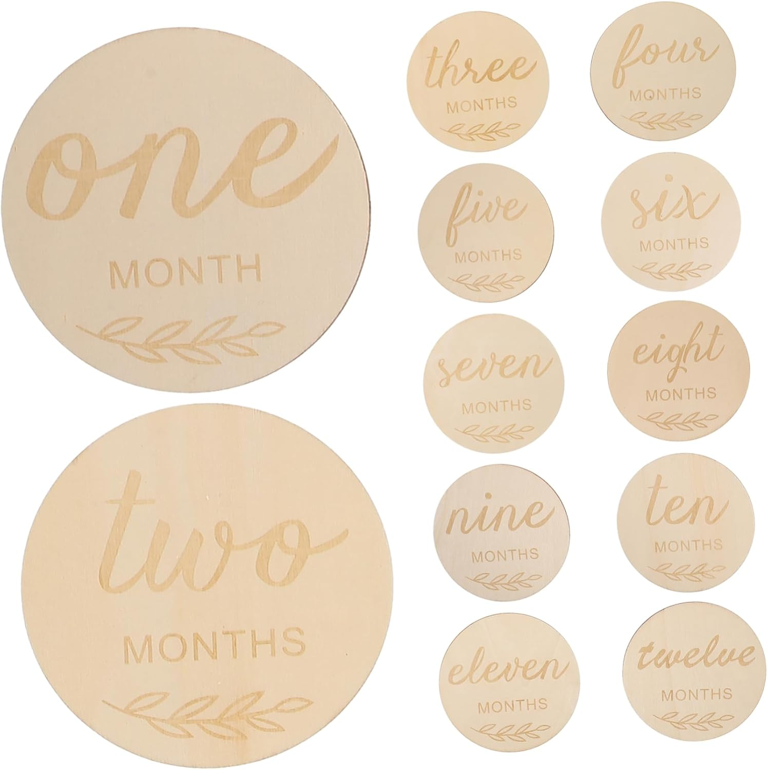 Gadpiparty 12Pcs Wooden Milestone Cards Set Single Sided Laser Engraved Monthly Signs for Newborn Photo Props Commemorative Growth Discs for Decorative Announcement and Keepsake image number 4