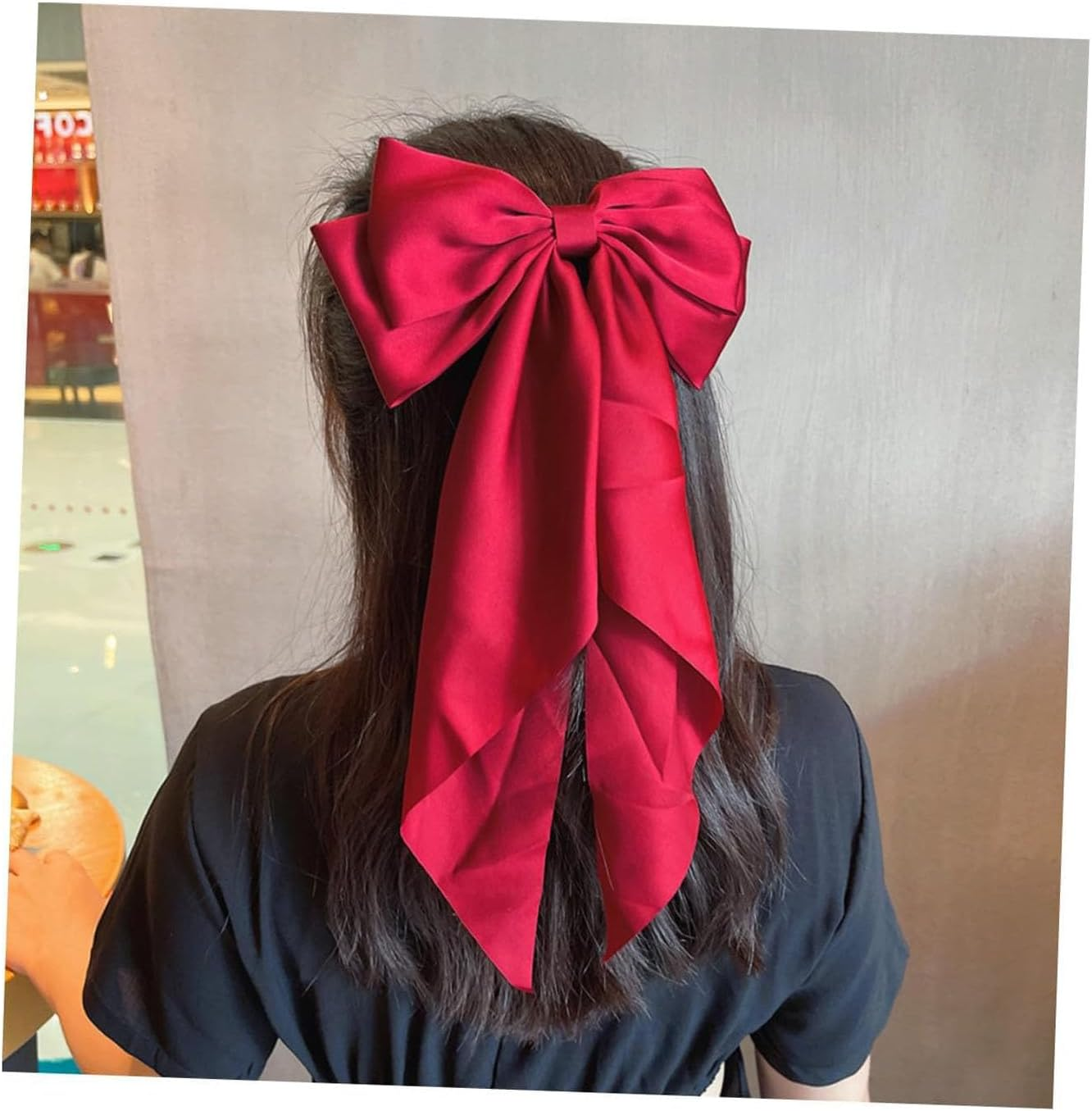 2Pcs Bows Long Ribbon Hair Clips for Women and Girls, Elegant Barrettes with Black and Wine Red Ribbons, All-Day Hold Hair Accessories for Daily Wear image number 6