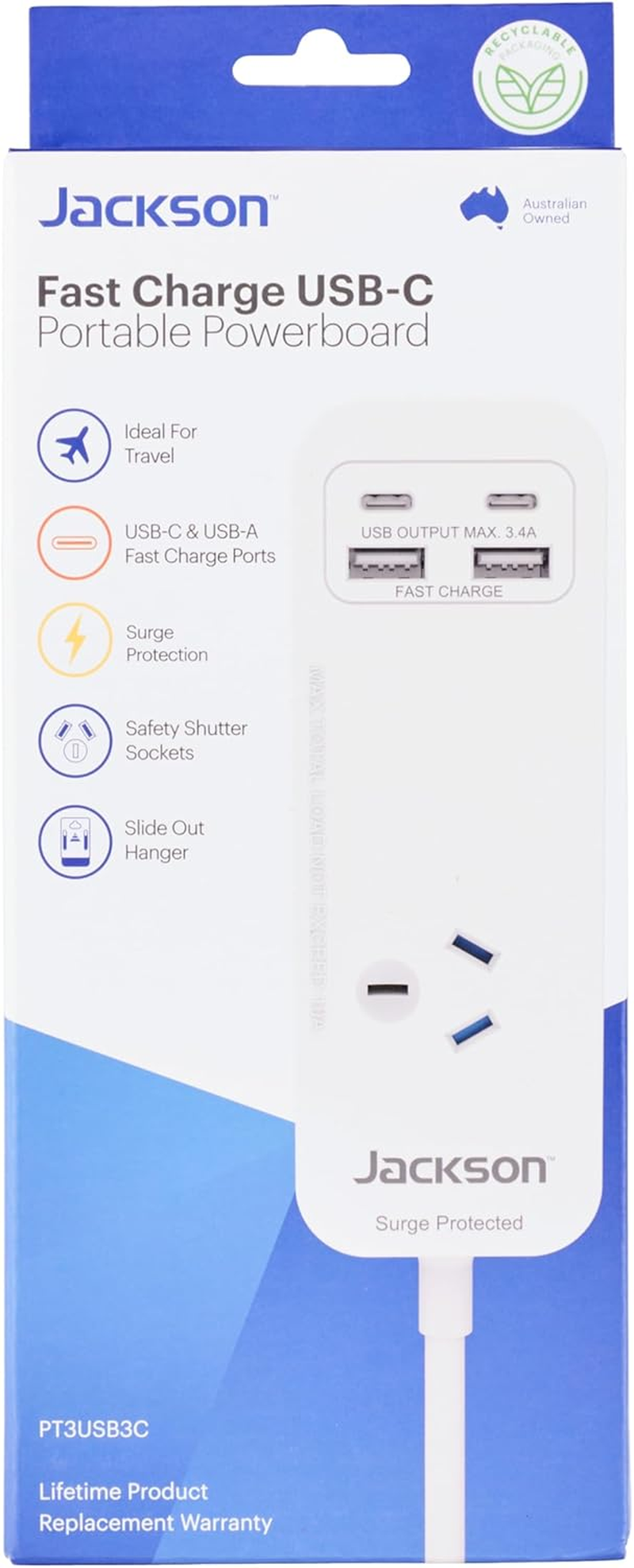 Jackson USB-A & USB-C Portable Powerboard, White image number 2