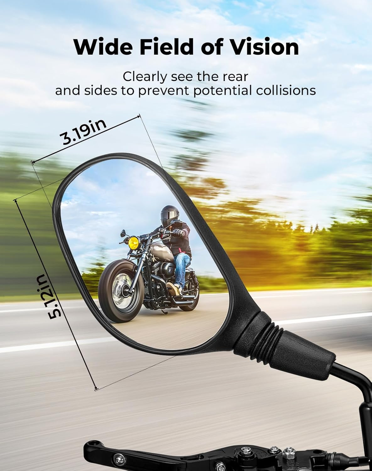 KEMIMOTO Motorcycle Mirrors, 8MM 10MM ATV Mirrors for Handlebar Compatible with Scooter Snowmobile Mope, 360 Degrees Ball Type Adjustment High Definition Mirrors image number 1