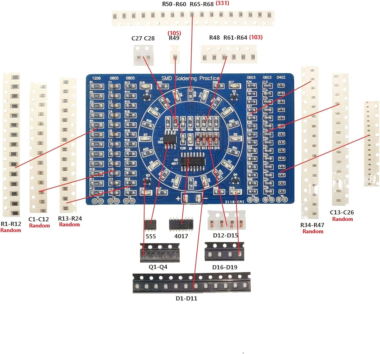 Gikfun DIY SMD SMT Welding Practise Soldering Skill Training Board Ek7028 image number 5