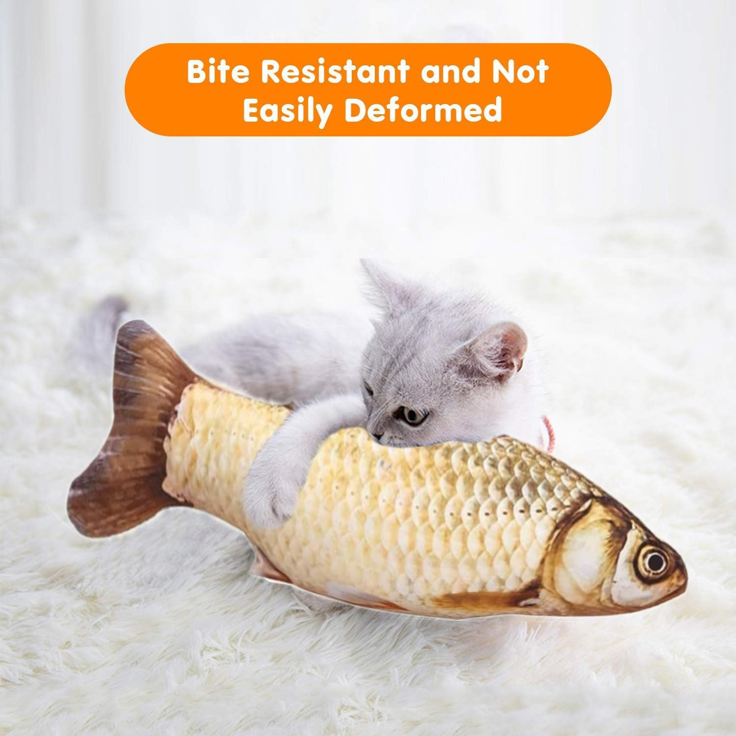 Mumoo Bear Catnip Toys 3 Pack - Simulation Fish Shape Realistic Fluffy Catnip Doll Interactive Pets Pillow Chew Bite Supplies for Cat Kitten Kitty image number 5