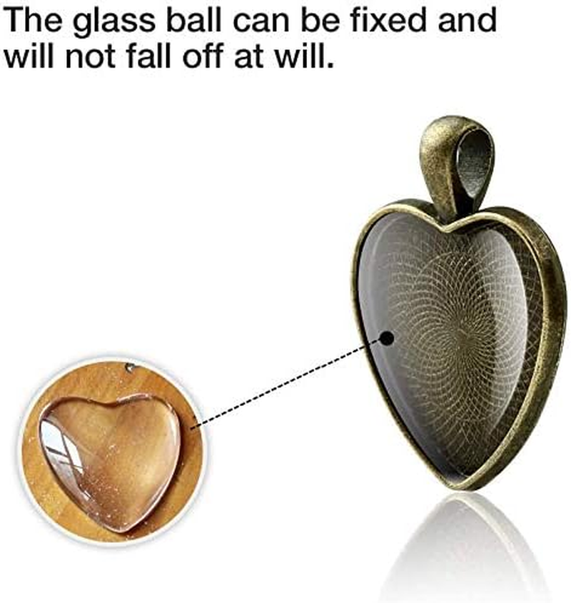 Yitaocity 30Pcs Pendant Trays, 5 Styles Heart round Square Teardrop Oval Blank Bezels Pendant Trays with 30Pcs Silicone Resin Mold +20 Pcs Necklace Cord for Crafting DIY Jewelry Making image number 4