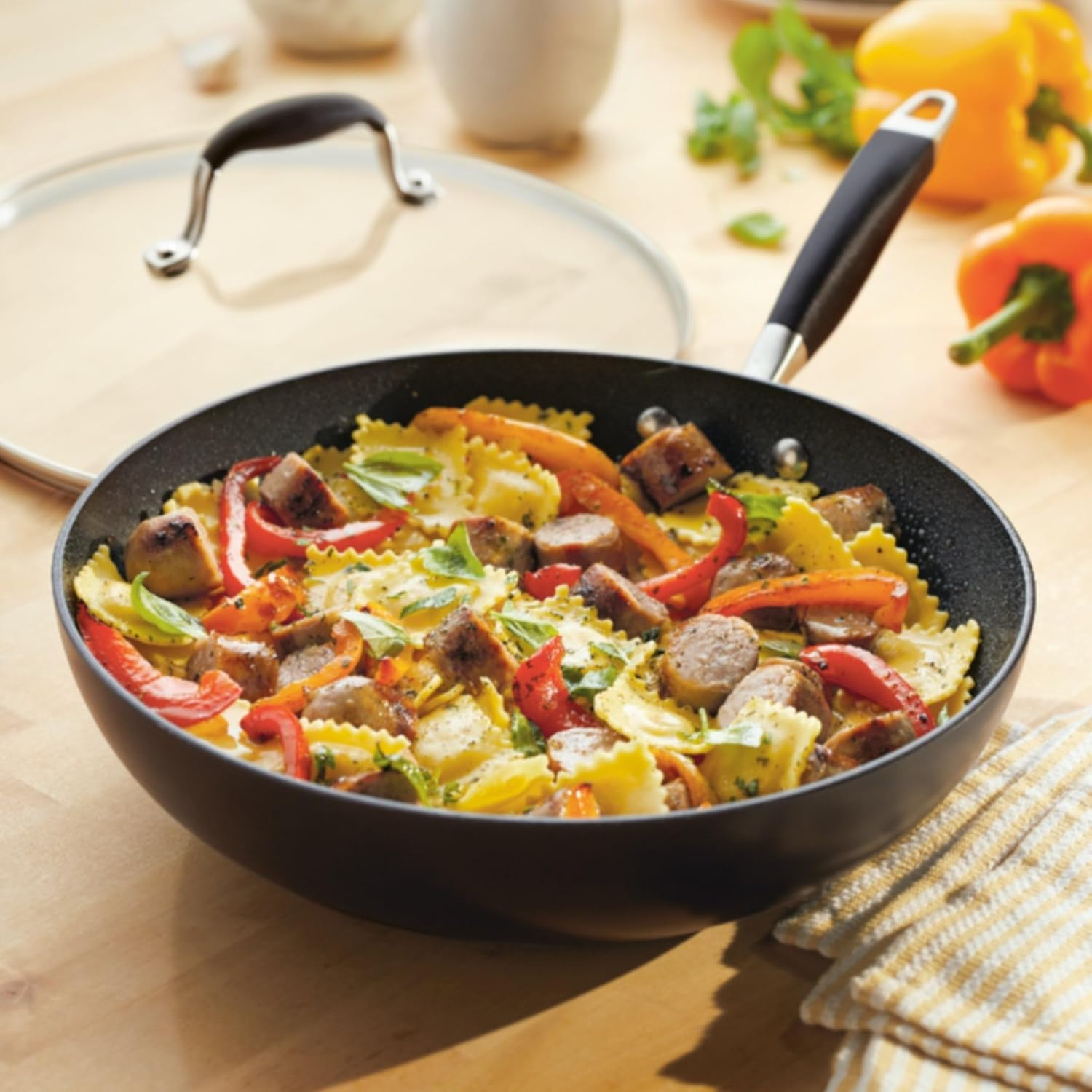 Anolon Advanced Home 30Cm Covered Ultimate Pan &ndash; Nonstick Frypan with Lid, Hard Anodised Cookware, Oven Safe to 200&deg;C, Deep Onyx Finish, Suregrip Handle, Durable & Stylish image number 3