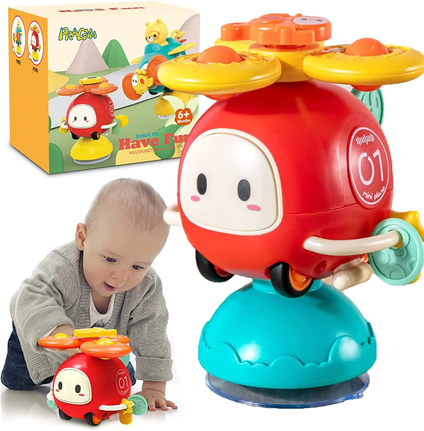 3-In-1 High Chair Baby Suction Cup Spinner Toy，Montessori Top Spinning Gyro Toy, Bath and Shower Early Learning Toy 6 to 18 Months, Children'S Christmas Day Gift image number 3