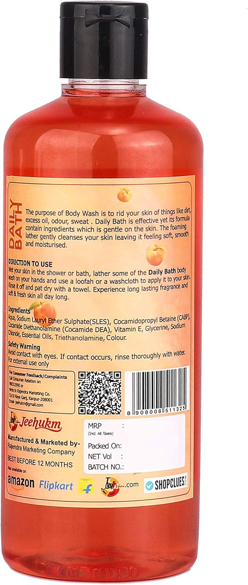 Jeehukm All Skin Types Daily Bath Body Wash Mystical Peach & Aqueous Pack of 2 (400 ML EACH) BATH LOAF FREE image number 5