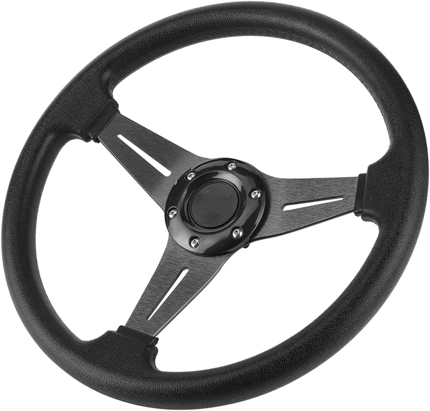 Racing Car Steering Wheel, 350Mm/14 Inch, Universal Drift Modification, Black - Black image number 5