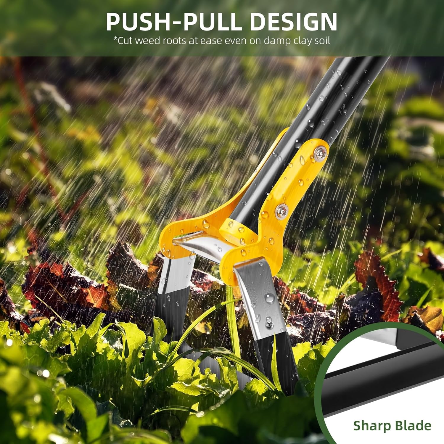 Hoe Garden Tool, XICEN Long Handle Heavy Duty Adjustable Hula Hoe, Gardening Stainless Steel Loop Stirrup Action Hoe, 75-150 Cm(Black) image number 6