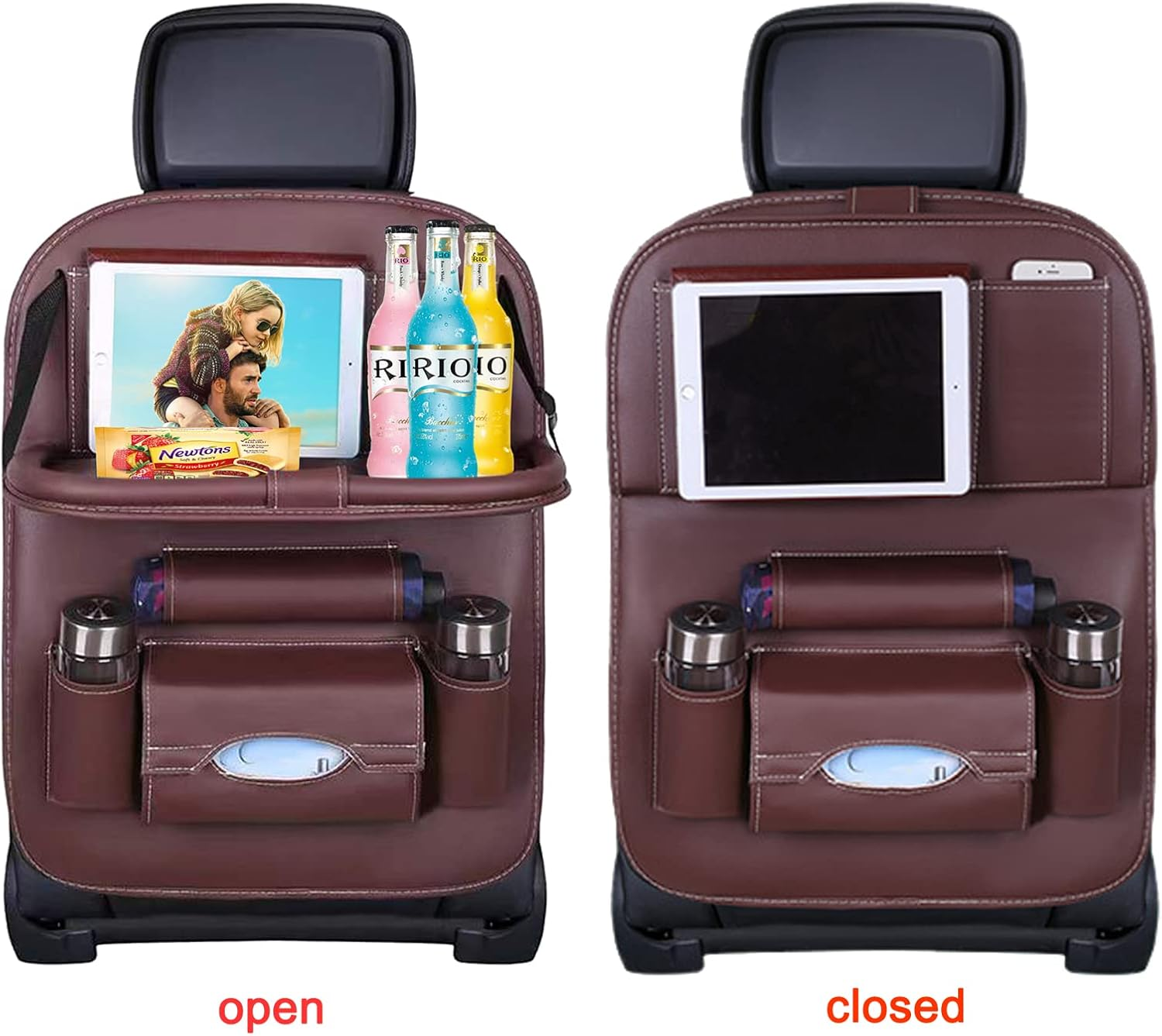 Backseat Car Organizer, Car Back Seat Organizers and Storage with Tablet Holder Kick Mats Back Seat Protectors for Kids with Foldable Tablet Tray Travel Accessories image number 6