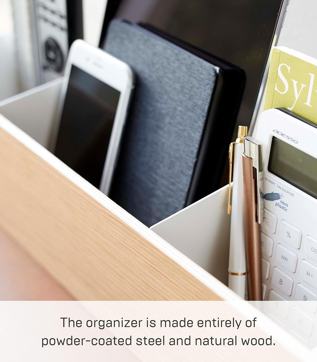 Yamazaki Home Storage Box | Steel | Desk Organizer, One Size, Ash image number 2