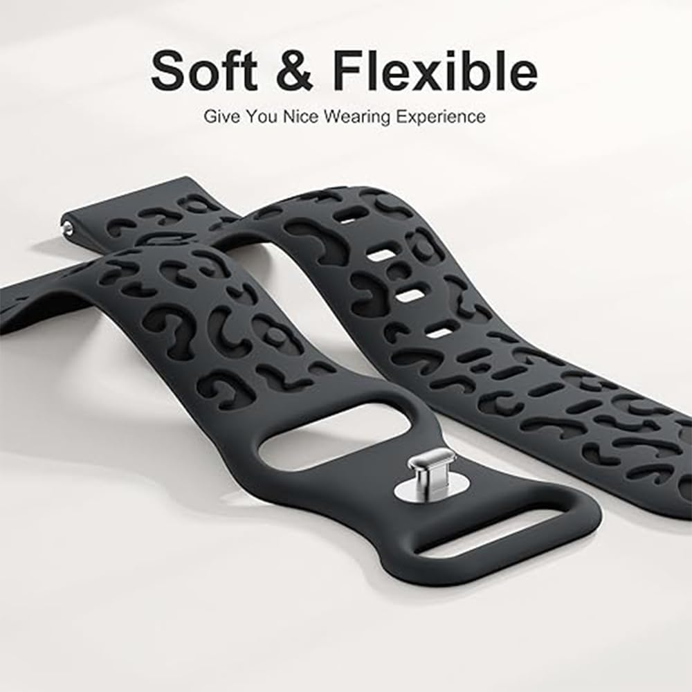 BYISYUE Leopard Replacement Band for Amazfit GTR Mini/Gtr 42Mm/Gts 4/GTS 4 Mini/Gts 3/GTS 2/2E/2 Mini, 20Mm Silicone Sport Watch Strap for Amazfit Bip 3/3 Pro/S/S Lite/U/U Pro - Blackrose image number 3