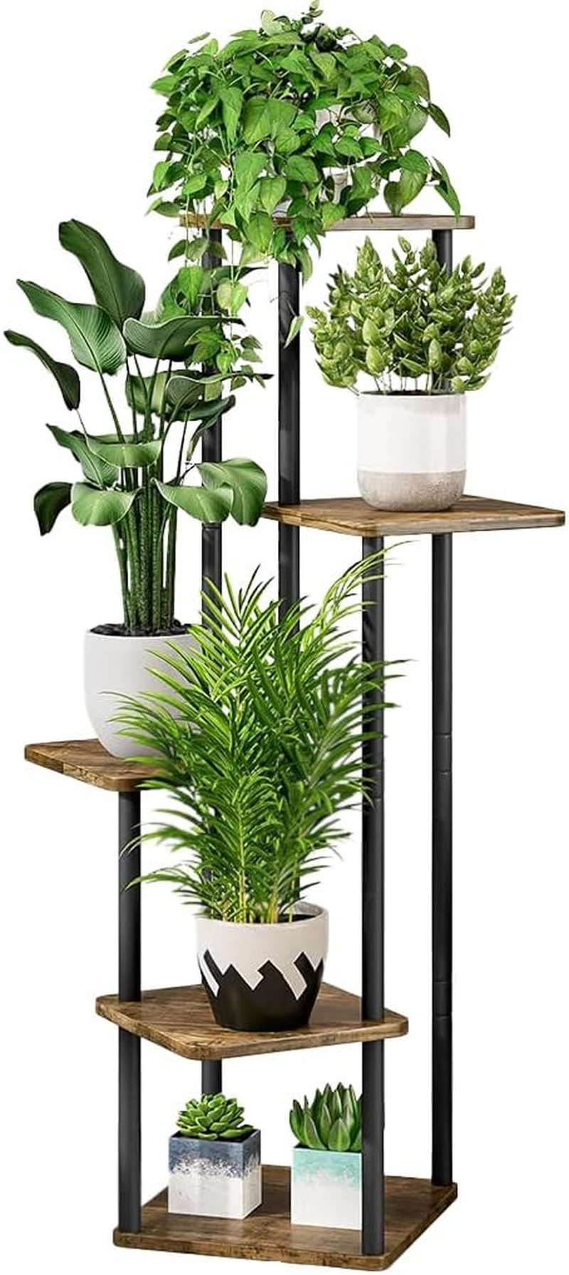 Delsol 5-Tier Metal Plant Stand Indoor Outdoor, Multiple Plants Corner Tall Flower Holders for Patio Garden Living Room Balcony Bedroom, Black