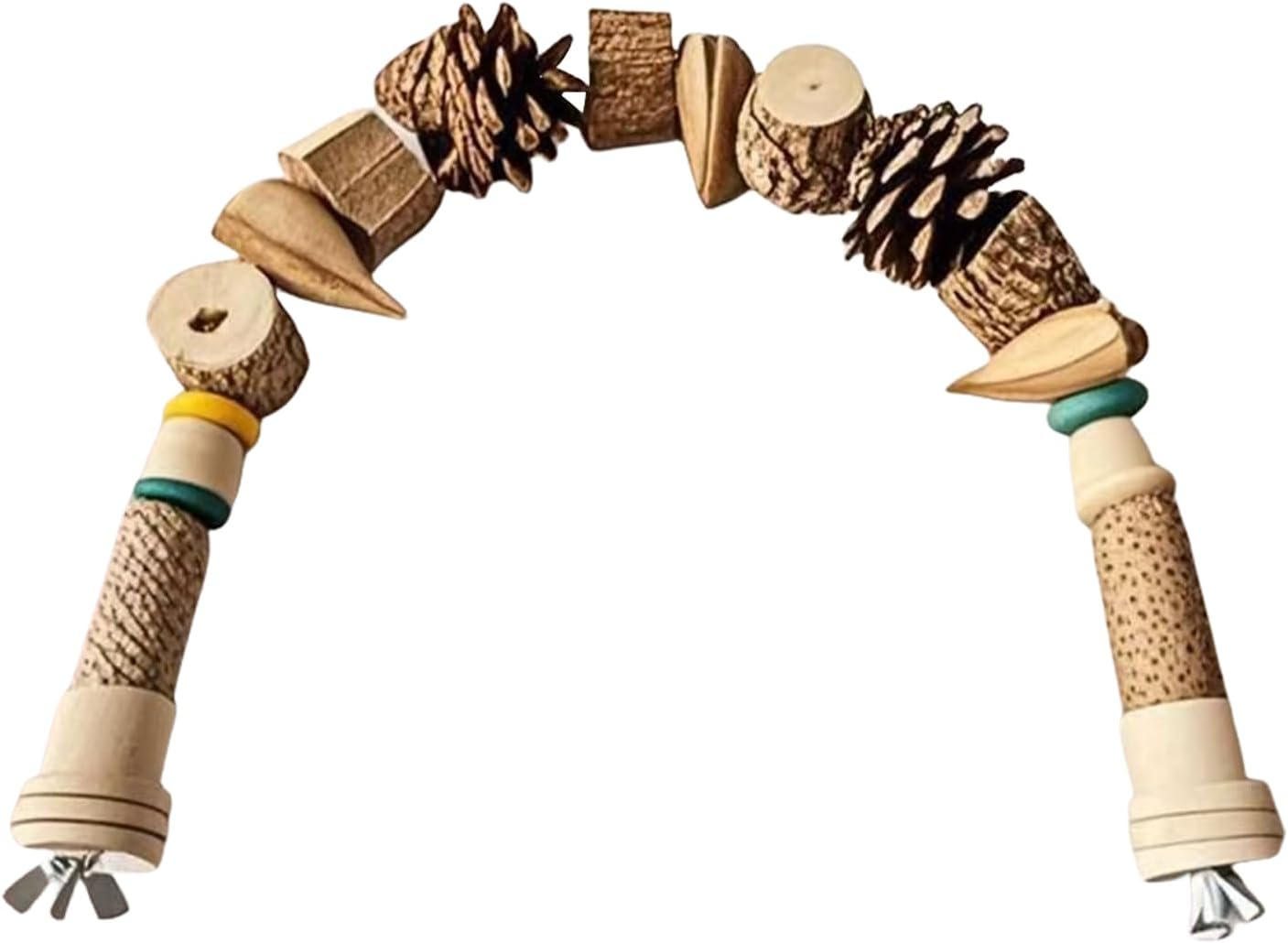 Bird Toys for Parrots, Bird Cage Toys Chewing Games, Wooden Pine Cone String, Natural Landscape Decor for Conure, Cockatiel, Macaws, Finches, Cockatoos
