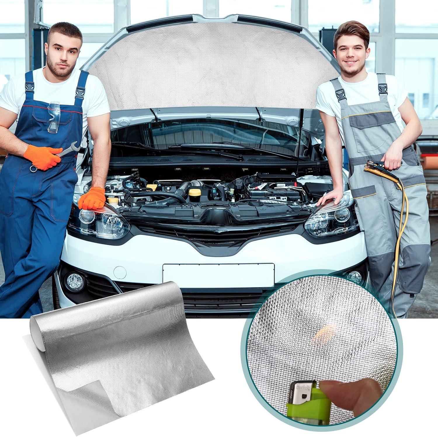 4 Sheet 12'' X 30'' Aluminized Heat Shield Adhesive Backed Thermal Barrier Insulation Wrap Adhesive Thermal Barrier Foil Tape Heat Resistant Tape Automotive Exhaust High Temp Protection image number 3