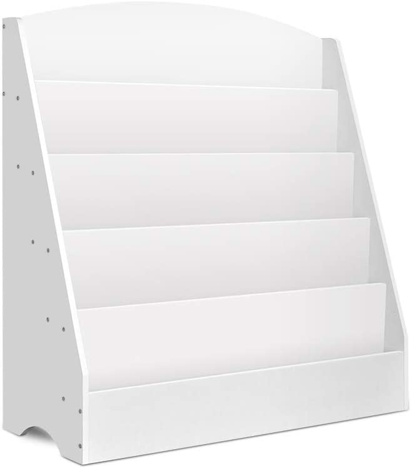 Keezi Kids Bookshelf, 5 Tiers Storage Book Shelf Bookshelves Corner Wall Toy Bookcase Rotating Display Shelves Home Living Room Bedroom Kindergarten Furniture, Rack White image number 4