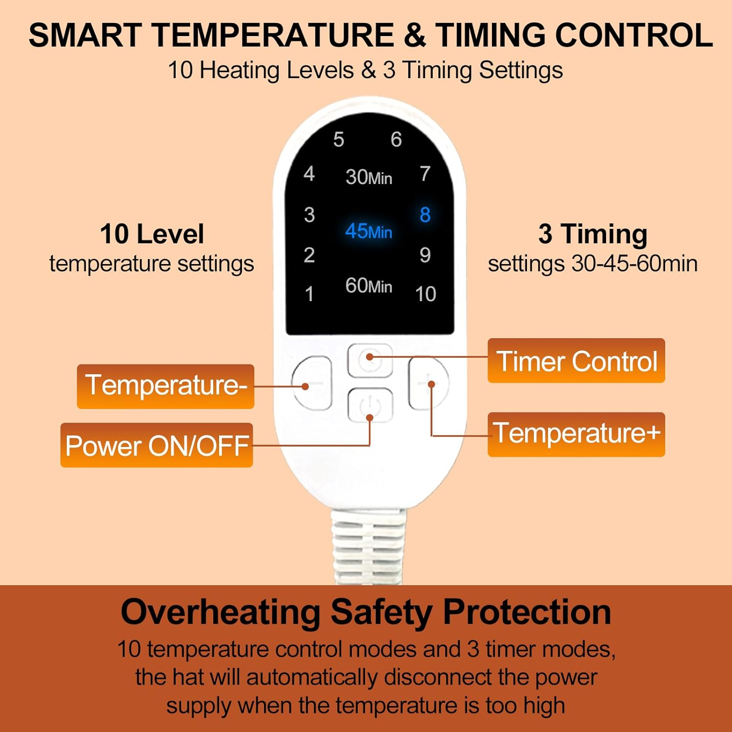 Heat Cap for Deep Conditioning, Adjustable Temperature Hair Steamer Speeds Drying Time - 10-Level Quick Heating, Great for Hair Treatment at Home image number 5