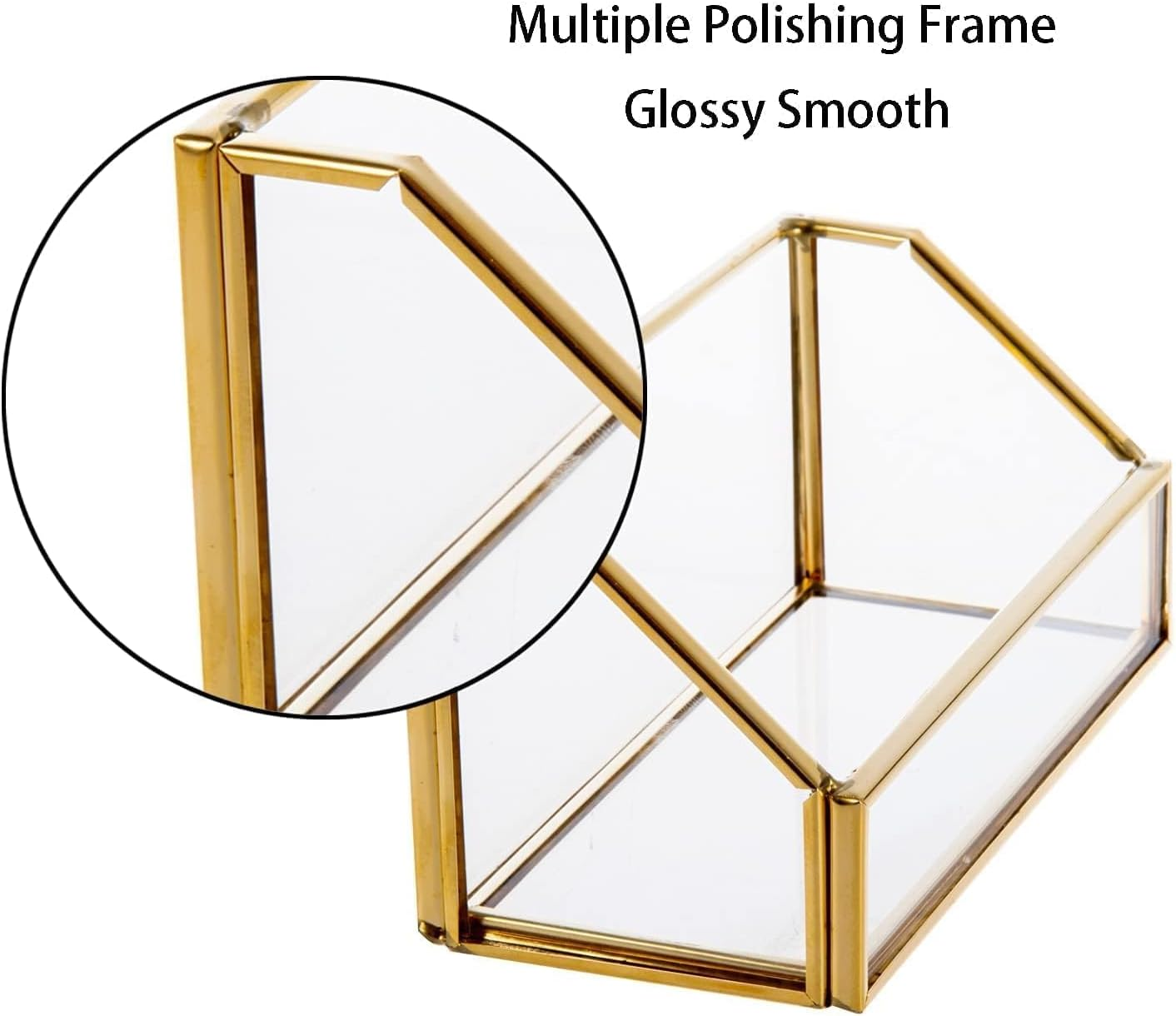 Feyarl Glass Business Card Holder Stand Gold Office Name Card Display Business Card Organizer Storage for Office Desktop Countertop (Gold) image number 6