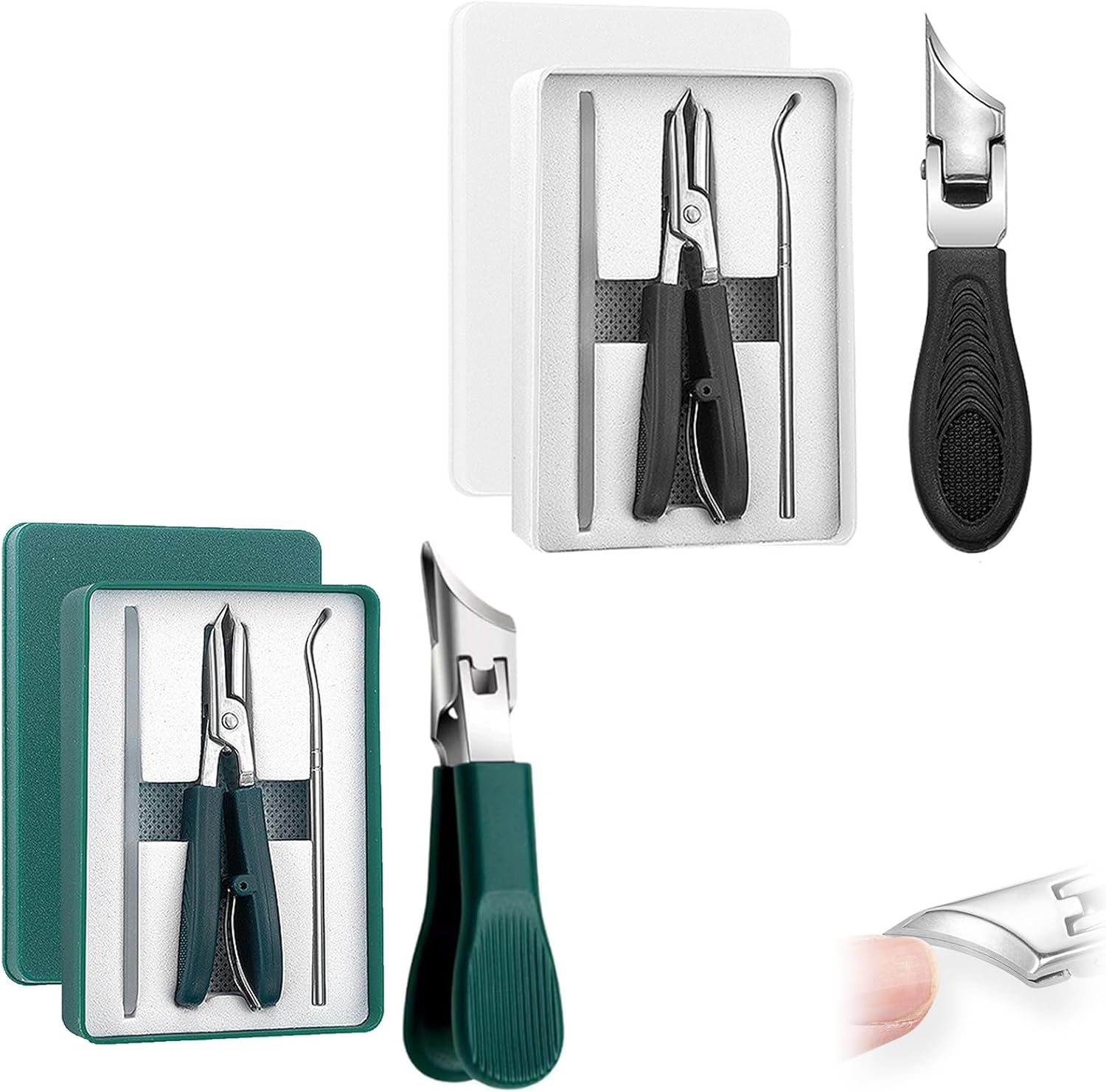 Eagle Beak Nail Clippers, Three Sets of Eagle Beak Beveled Nail Clippers, Multifunctional Nail Clipper, Beveled Nail Clipper, for Thick Nails, Seniors&Ingrown Care (2PCS Green+Black) image number 3