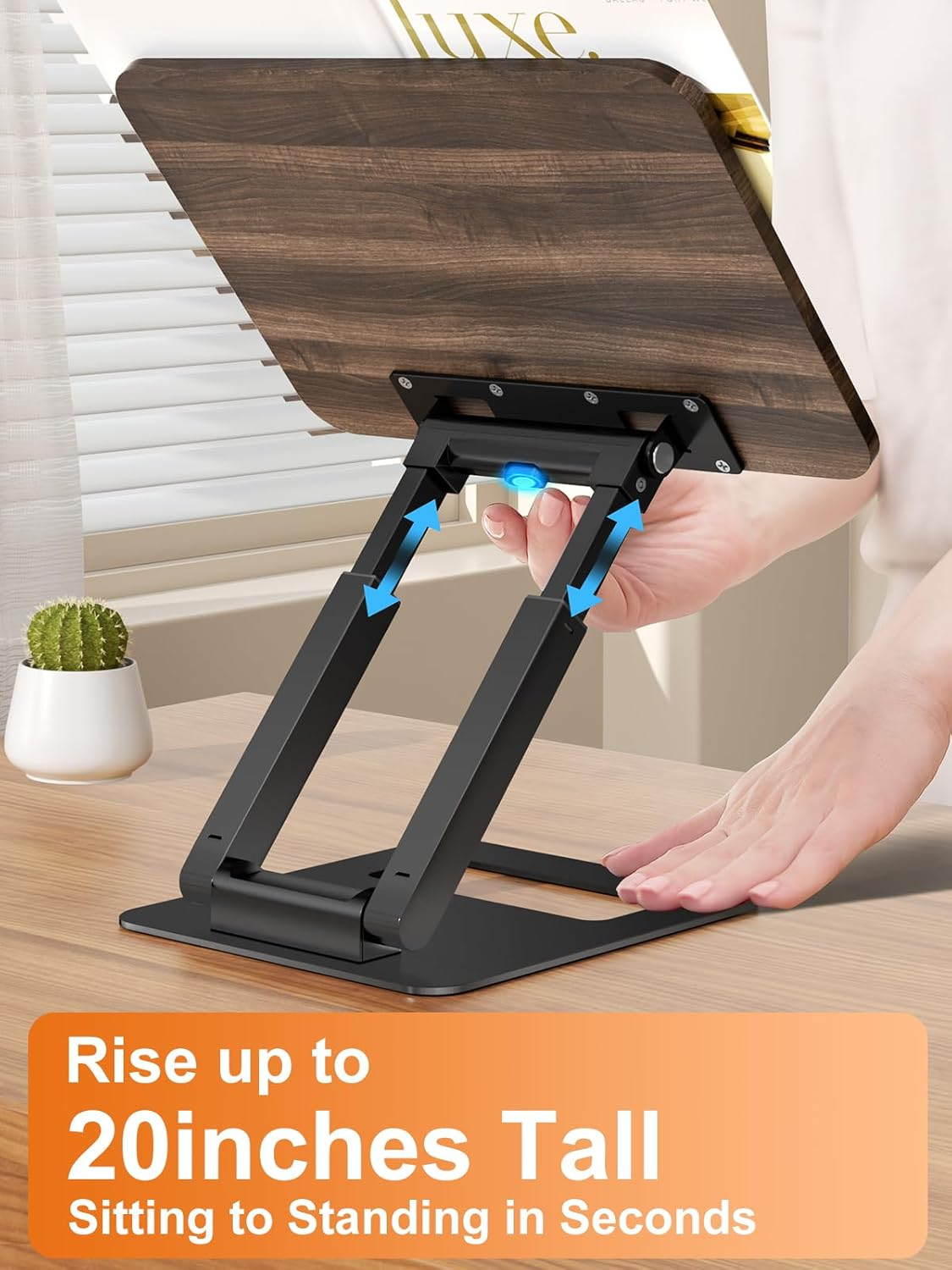 Tounee Book Stand, Telescopic Book Holder Stand, Adjustable Height Pull Out Design Ergonomic Cookbook Stand with Elastic Page Clips Fits All Books (Black) - Silver image number 2