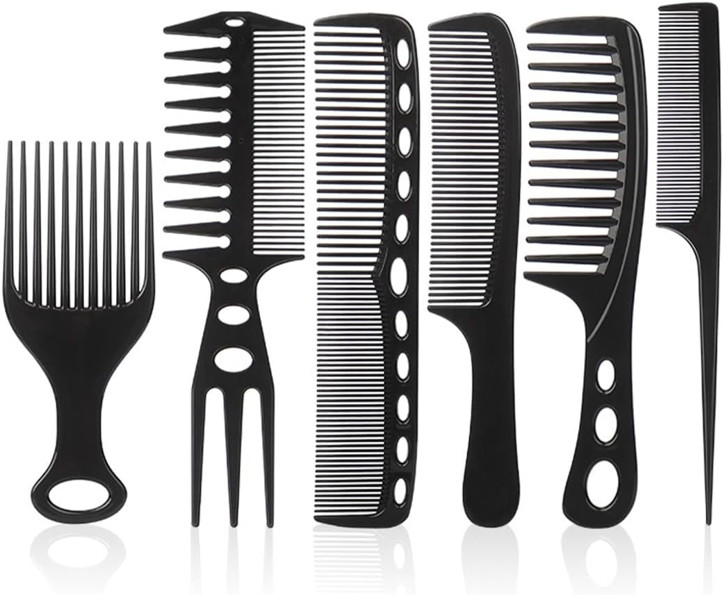 EUYKQNOI Hairdresser Set Styling Comb Men'S Set Professional Wide Teeth Slick Back Hair Comb Rat Tail Hair Brush Detangling Comb and Teasing Comb Hairdresser Comb for Men Hairdressers Hair Styling, 6 image number 1