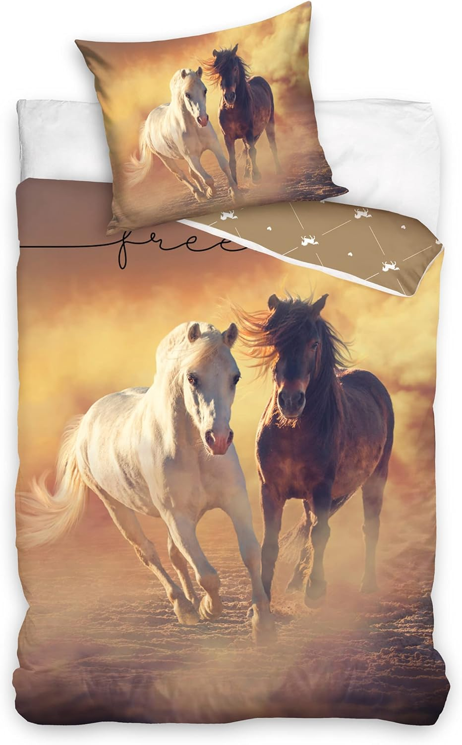 Termana Horse Bed Linen Set 135 X 200 Cm Girls' Bed Linen Set Horse Motif Freedom Pillowcase 80 X 80 Cm Duvet Cover 135 X 200 Cm 100% Cotton image number 4