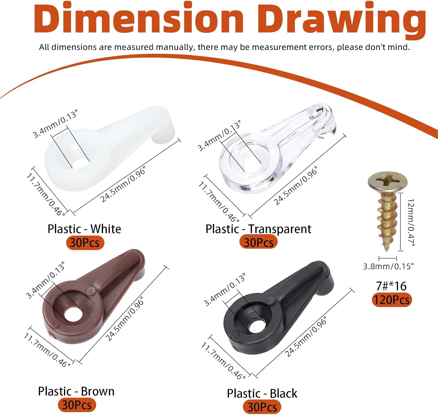Tanstic 240Pcs Glass Retainer Kit, 4 Colors 4Mm Cabinet Clips, Door Retainer, Plastic Mirror Clips with Screws for Fixing Glass Doors (White/Transparent/Brown/Black) image number 4