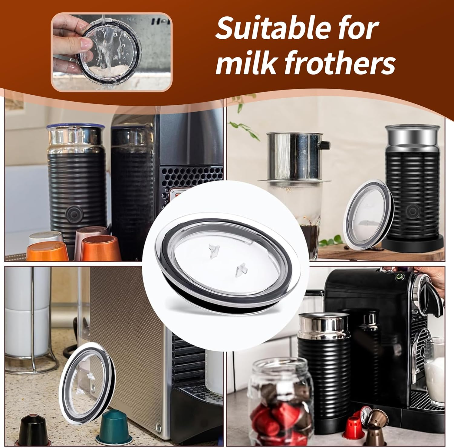 Milk Frother Replacement Parts for Nespresso Aeroccino 3 3R, Milk Frother Lid for Nespresso Parts 93271, Milk Frother Replacement for Nespresso Aeroccino 3593 3594 (Lid) image number 3