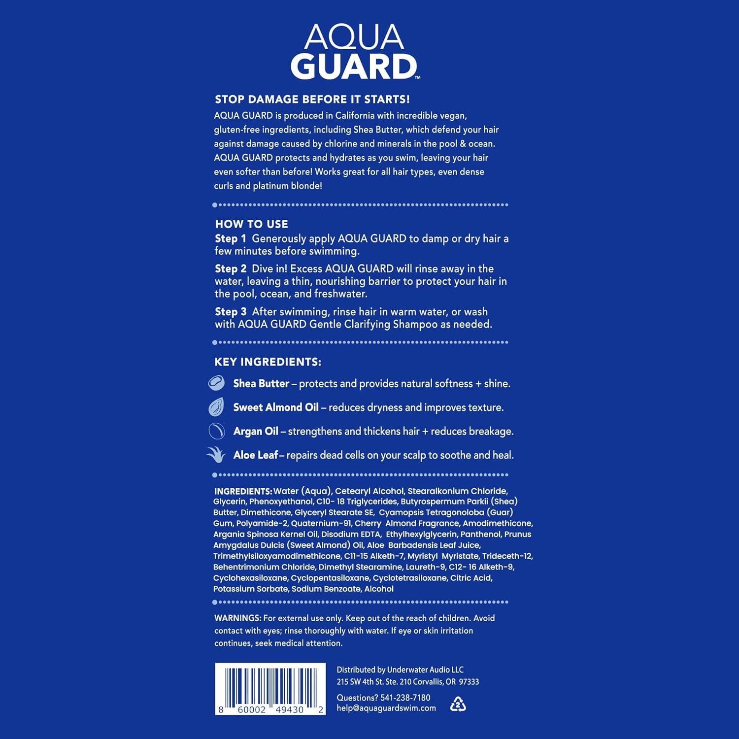 Aquaguard Pre-Swim Hair Defense + UV Leave-In Detangler Swim Hair Care Bundle | Made in California | Prevents Chlorine Damage + Softens Hair While Swimming image number 4