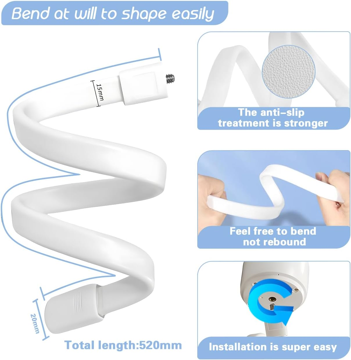 Universal Baby Monitor Mount - No Drilling Required Baby Camera Holder Crib Camera Stand with 1/4 Screw Twist Compatible with Arlo, Motorola, Hello Baby and Most Monitor Cameras (Twisting 0.5M) image number 3