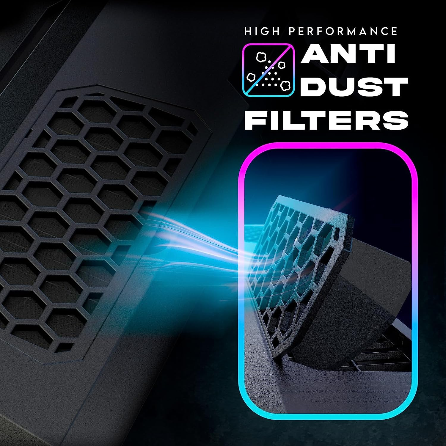 Klim Mistral Laptop Cooling Pad - New - Powerful Turbo-Laptop Fans (4500 RPM) - Rubber Seal and Dust Filters for Maximum Performance - Gaming Laptop Cooler to Avoid Overheating - 15.6-17.3 Inch image number 2