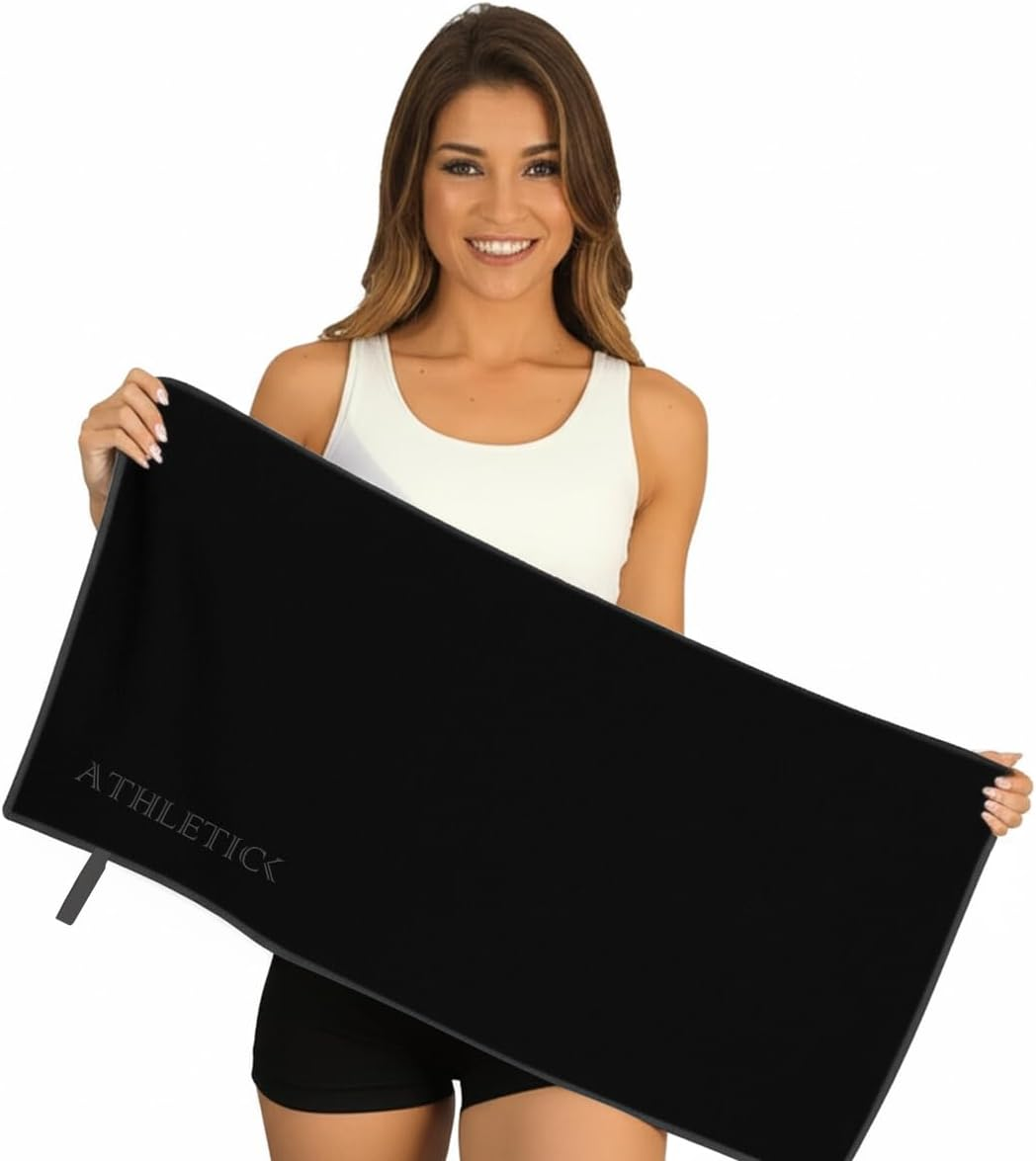 Towel with Pocket (90X40 Cm) Hooded Gym Towel with Zip Pocket Microfibre Yoga, Swimming,Ultra Soft, Sweat,Quick Dry Towel for Men & Women,Multi-Purpose Gym Accessory (Black) image number 3
