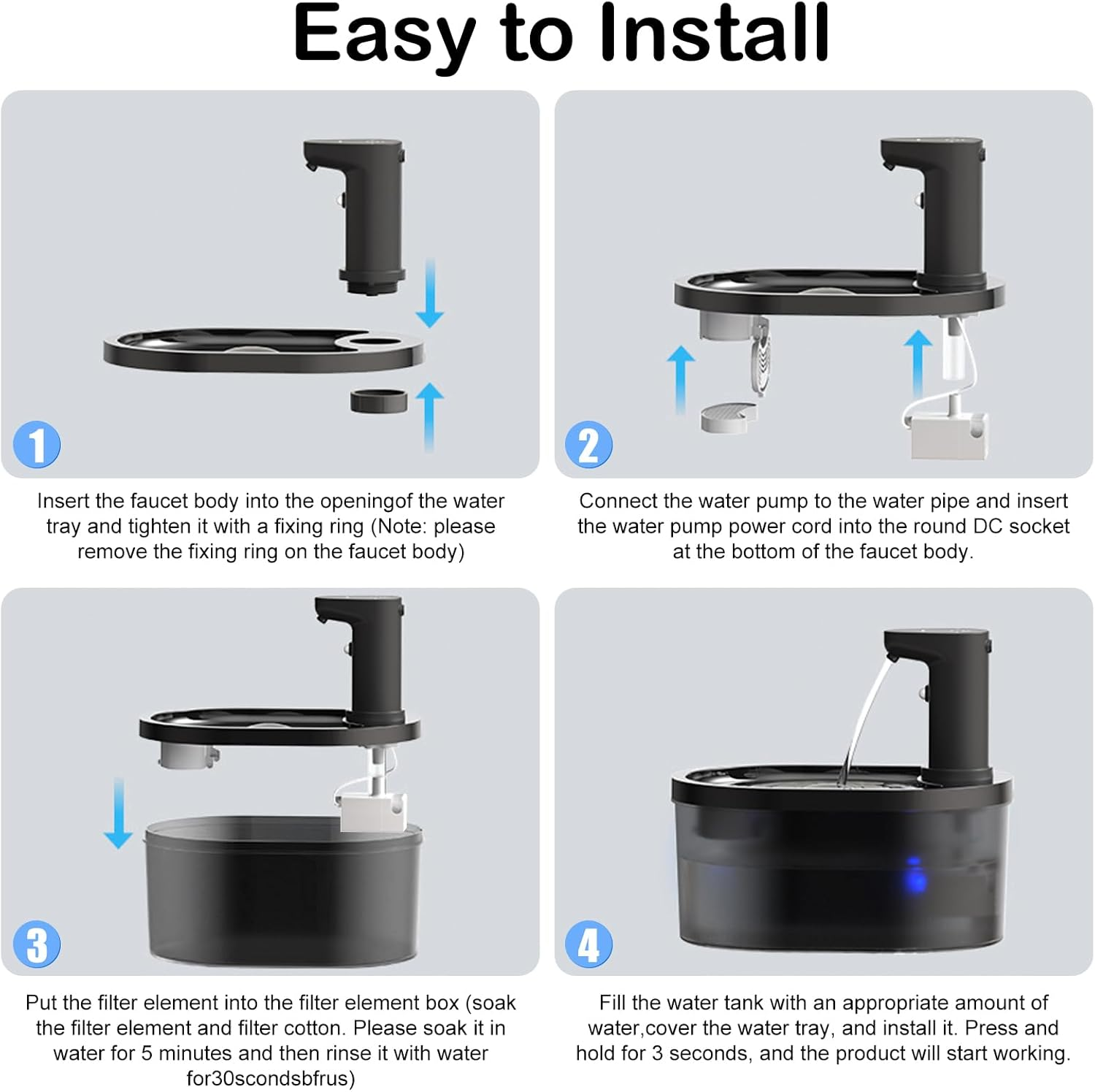 Cat Water Fountain Battery Operated with Motion Sensor, Automatic 3.2L Pet Water Fountain for Cats Dogs,Wireless Ultra Quiet Cat Drinking Fountain image number 1