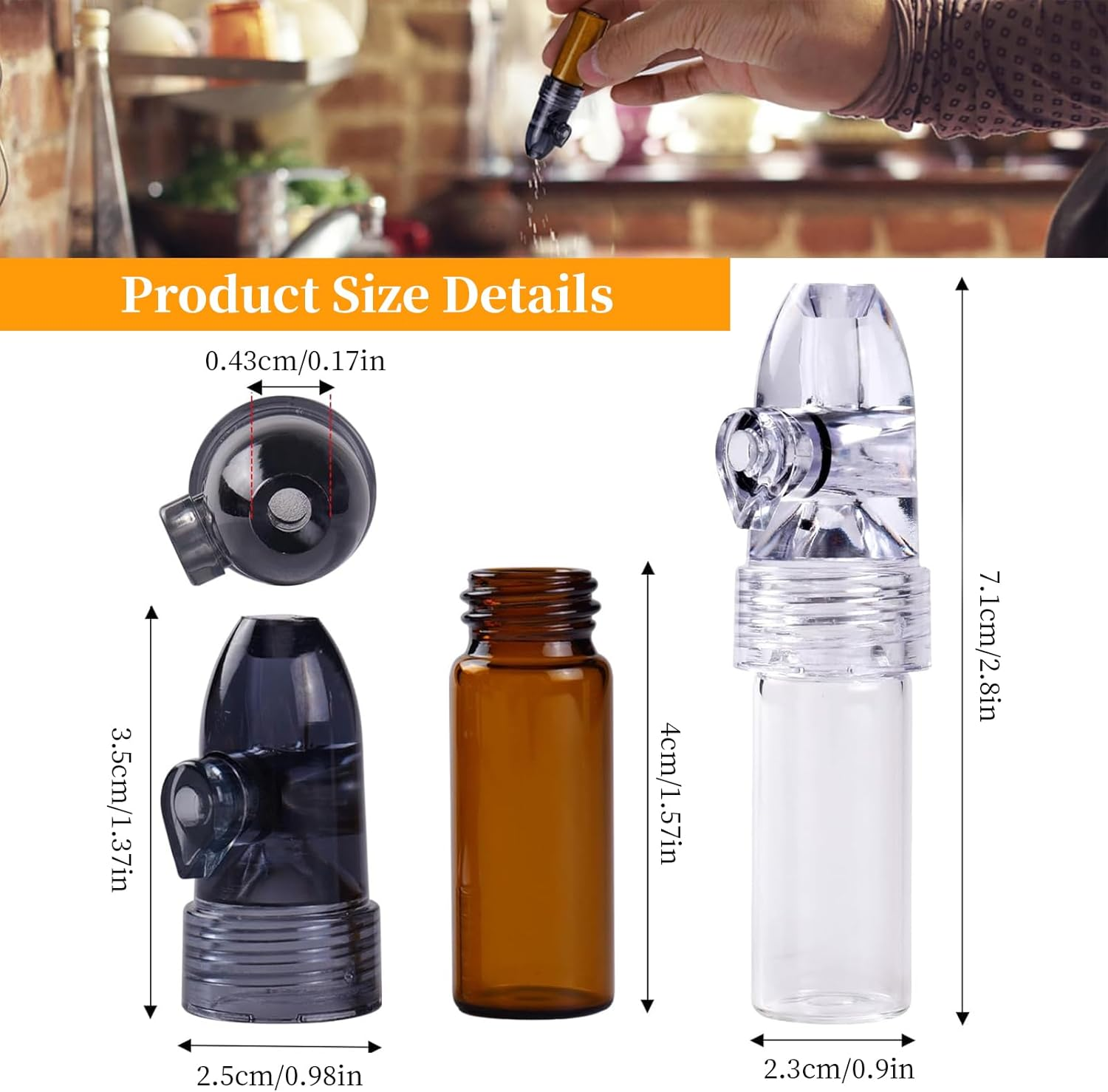 Portable Camping Spice Containers with Knob Switch, Environmentally Refillable Spices Dispensers, Salt Pepper Shaker Spice Storage Bottles for Outdoor Activities Traveling Cooking (4 White+4 Brown) image number 6