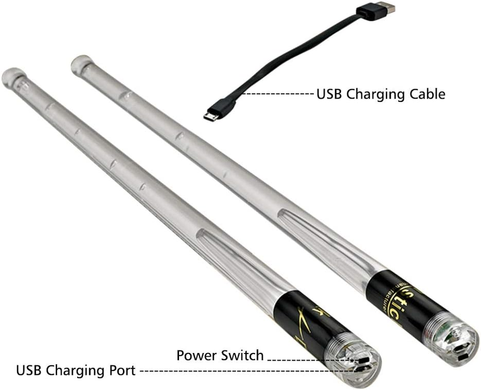 Drumstick, LED Light up Drumsticks Jazz Drum Sticks 15 Gradient Colorful Lights USB Charging with On/Off Switch Drumstick Drum Set Accessories