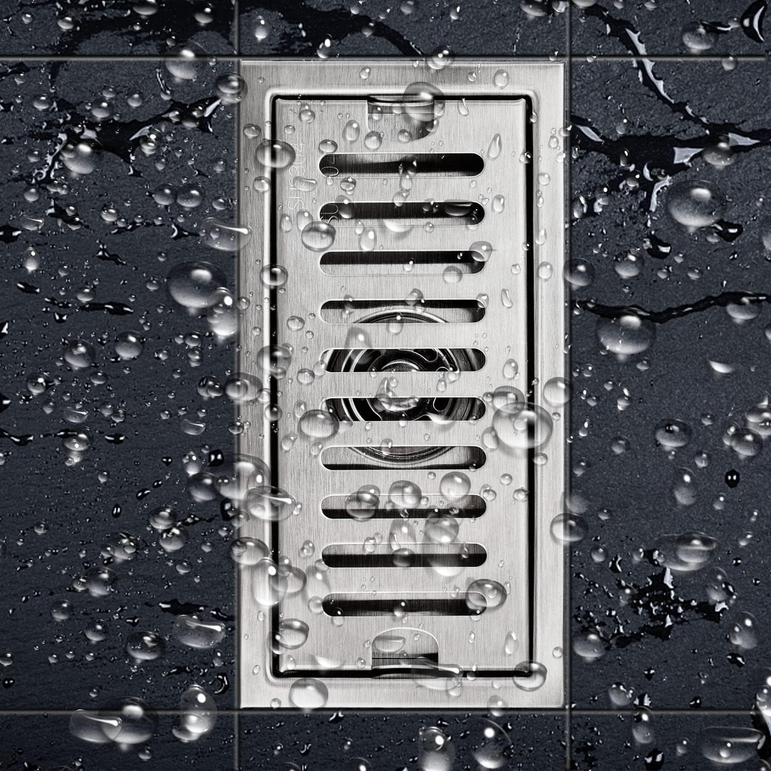 20 X 10 Cm Silver Rectangular Floor Drain with Stainless Steel Grate, Odour Trap, and Hair Catcher for Shower, Toilet, Bathroom, Kitchen, Balcony image number 1