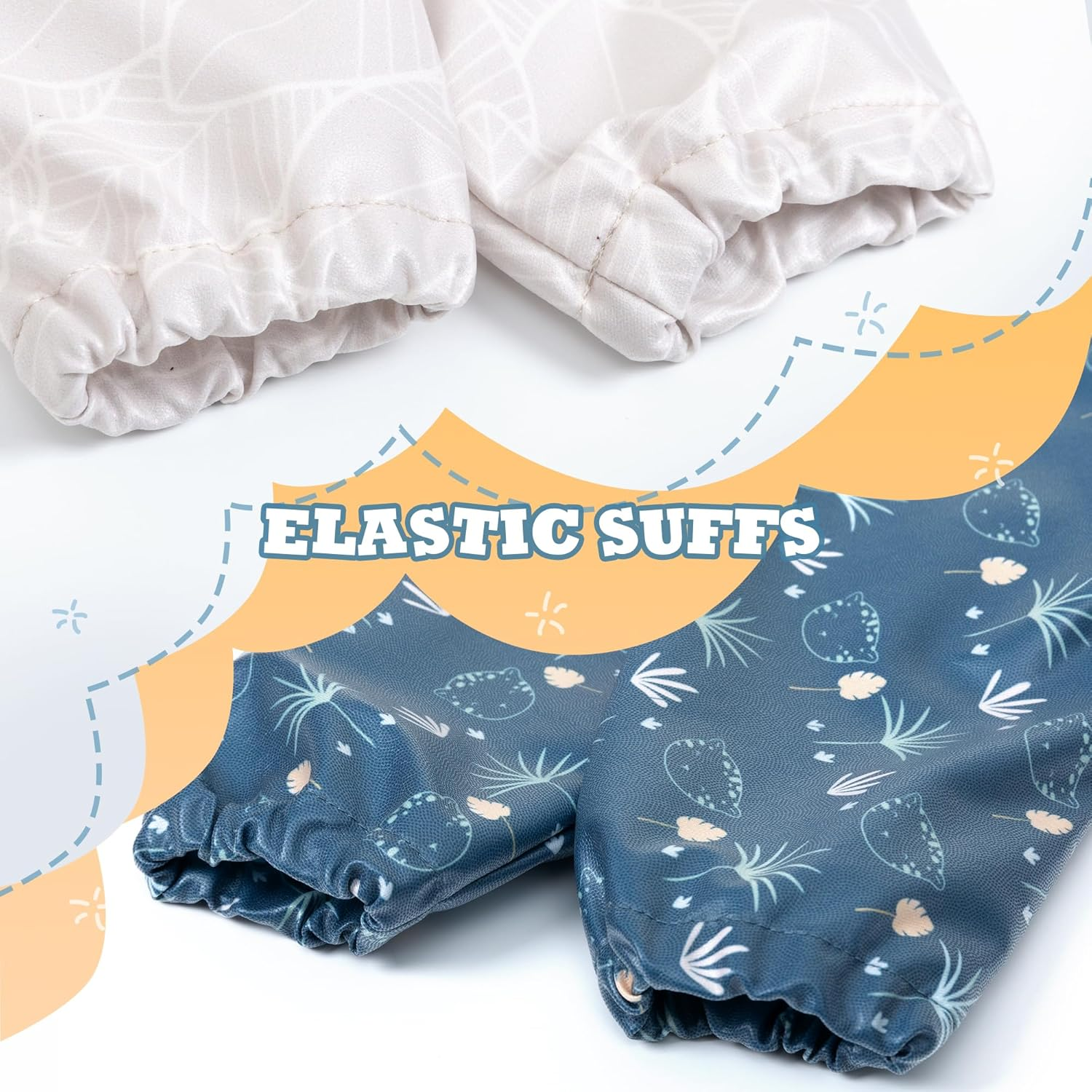 Little Dimsum Baby Bib with Pocket Waterproof Toddler Bibs Infant Feeding Bibs for Boys and Girls, Pack of 2 Colors - 2D-Surf image number 3