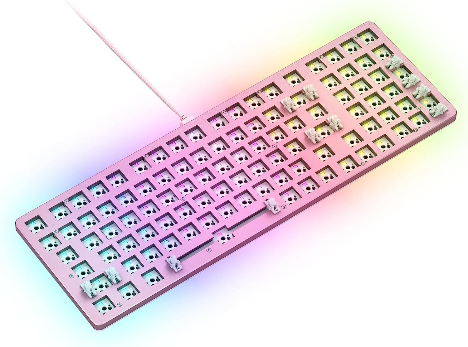 Glorious Gaming GMMK 2 Compact 65% Barebones (Frame Only) - Mechanical Gaming Keyboard Frame, Compact TKL Size (65%), Aluminium, Customisable, per Key RGB, American/Ansi Layout - White