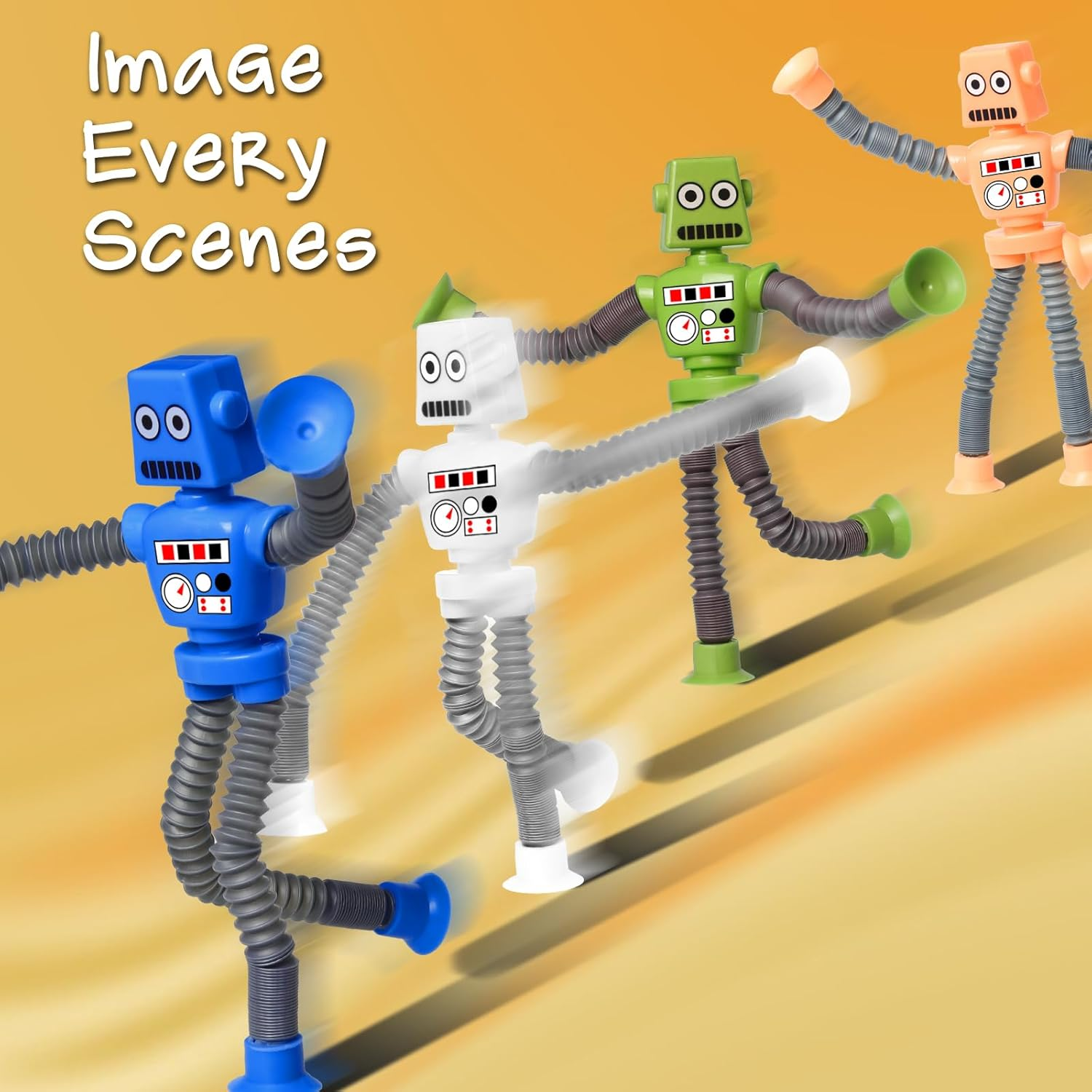 YAYOSUE 4PCS Telescopic Robot Suction Cup Toy, Shape Changing Tube Fidget Toys, Travel Toys Gift Easter Basket Stocking Stuffer for Kids image number 3