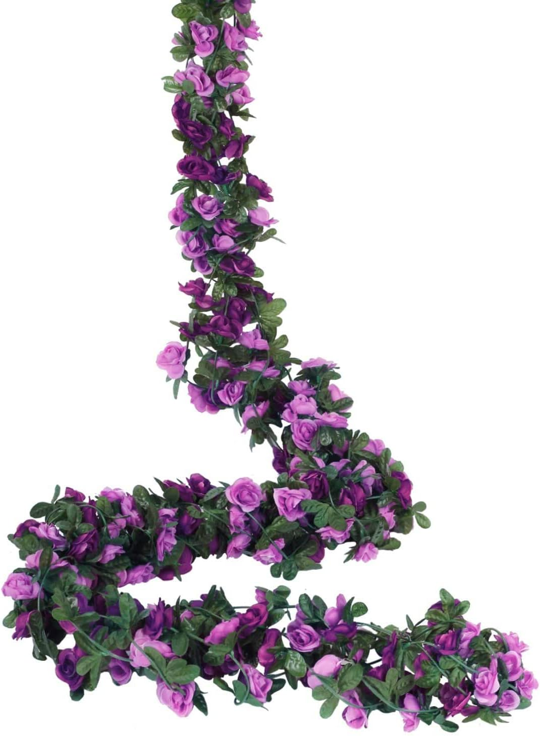 KEPTFIT 3 Pcs 135 Flowers Rose 24.6 FT Flower Garland Fake Rose Vine Artificial Flower Hanging Rose Ivy Home Hotel Office Wedding Arch Arrangement Party Garden Craft Art D&eacute;cor (Yellow)