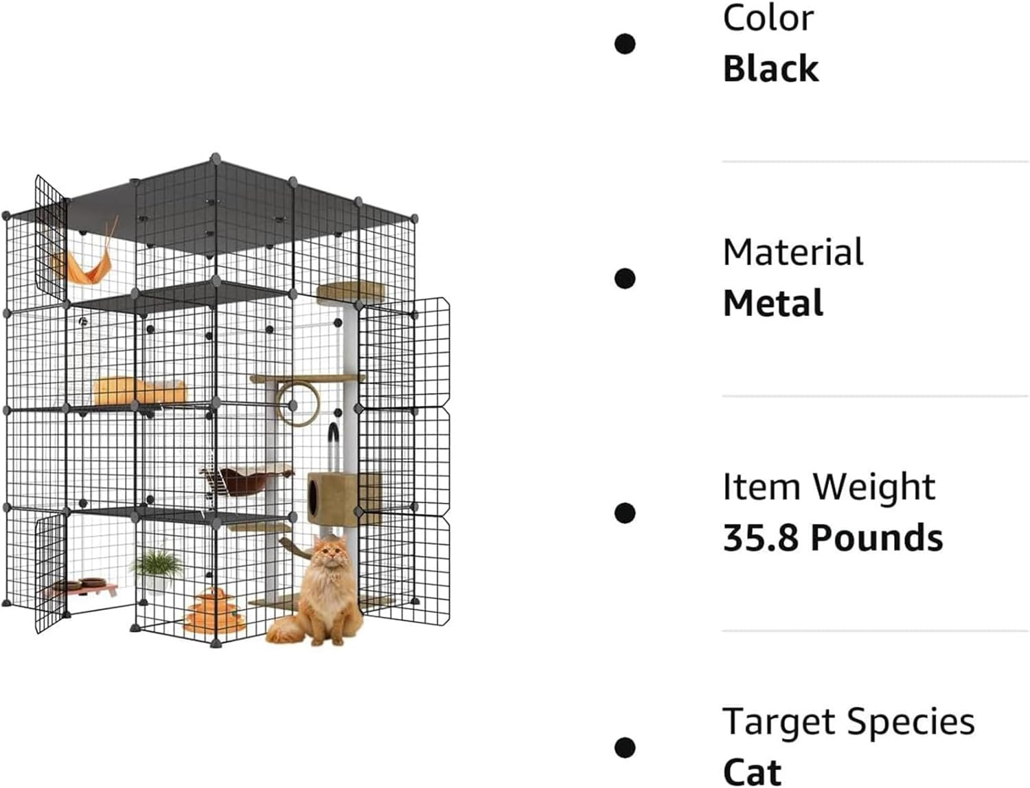 Cat Cage Indoor Cat Enclosures DIY Cat Playpen Metal Kennel,Pliable Cage Playpen Box Crate Kennel - 111CM L X 75CM W X 146CM H Large Exercise Place Ideal for 1-3 Cat