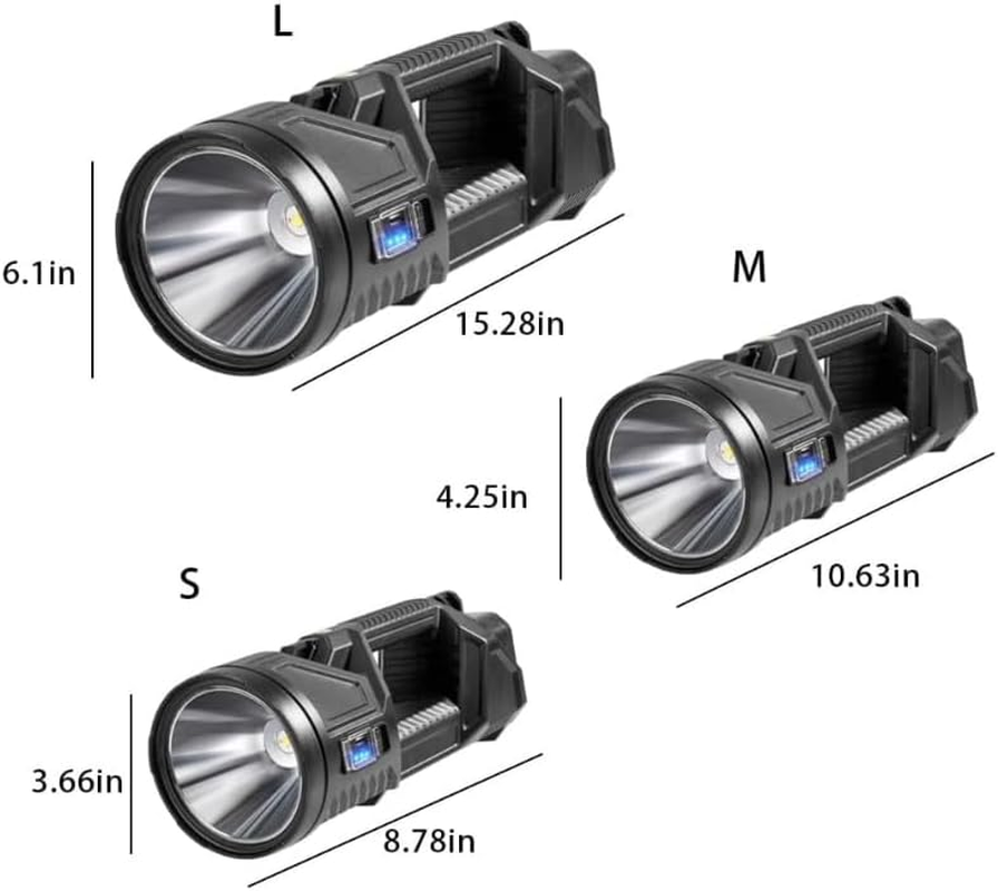 New German 1000000 Lumens Waterproof Spot Lights Handheld Large Searchlight,Super Bright Spotlight Flashlight, Super Bright Outdoor Searchlight, Multifunctional Mini Super Strong Led Flashlight (S) image number 4