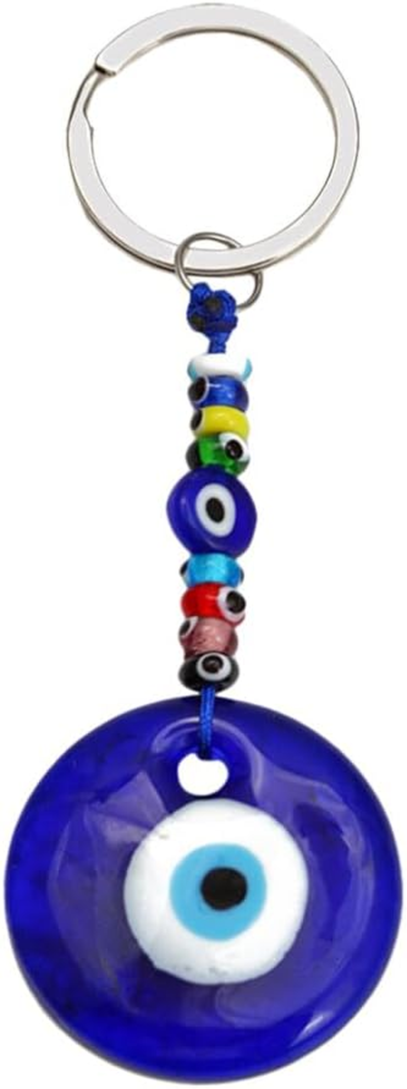 HOLIDYOYO Turkish Devils Eye Pendant, Bule Evil Eye Keyring, Blessing Protection Pendant, Handmade Hand Key Holder for Car Backpack Decor