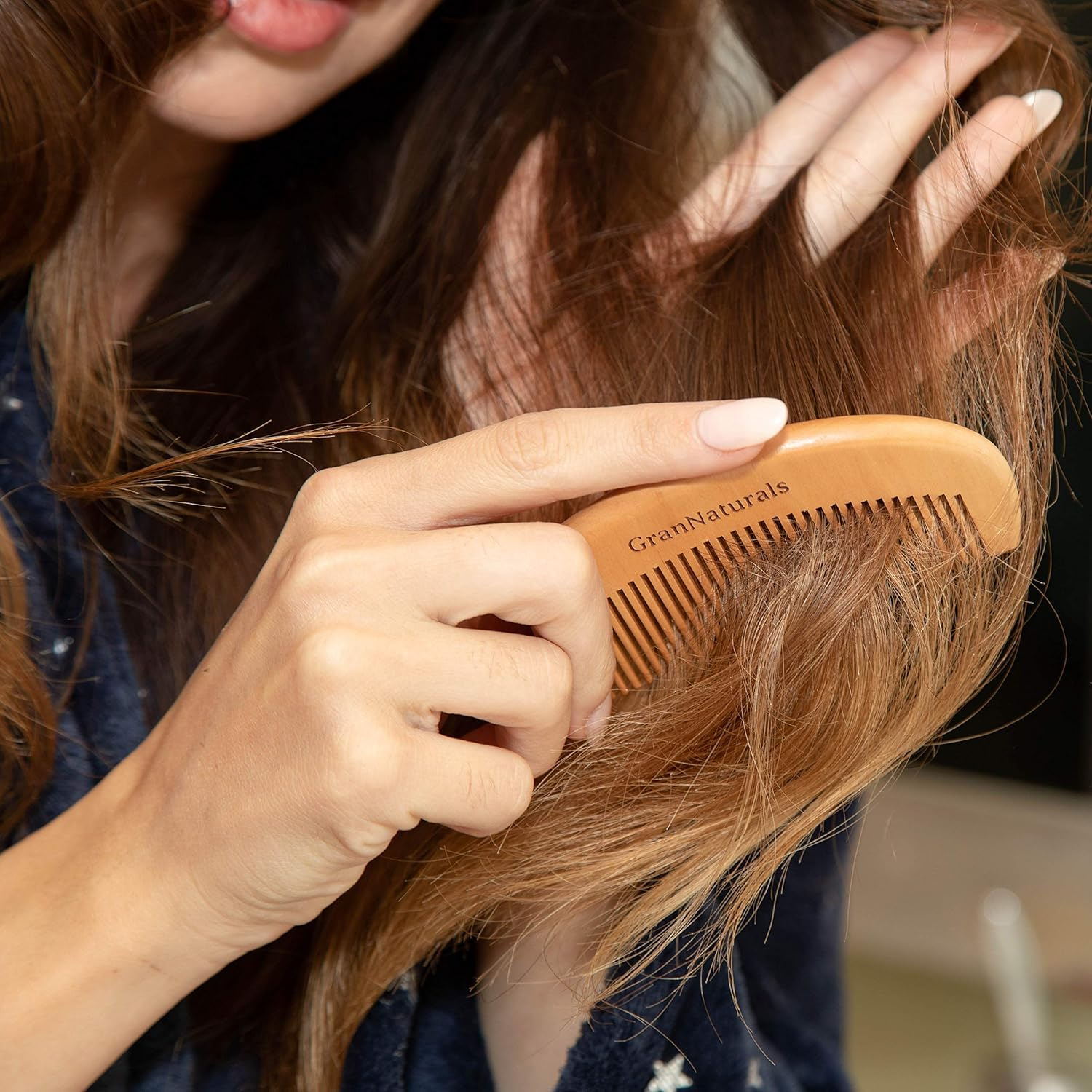 Grannaturals Wooden Comb for Detangling & Styling Wet or Dry Hair - Small Pocket Sized Fine Tooth Natural Wood for Curly, Thin, Thick, Wavy, or Straight Hair - Women'S Birthing & Labor image number 5