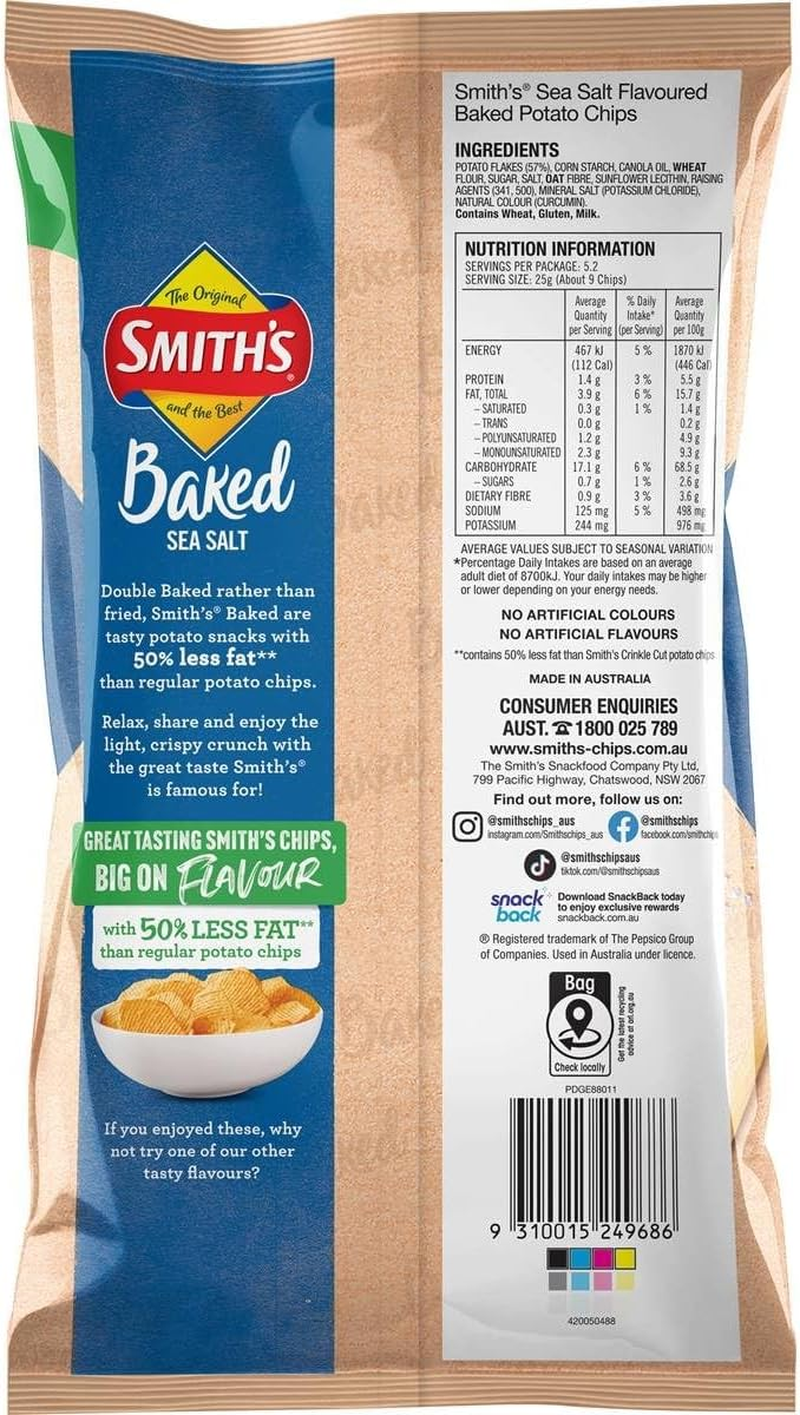 Smith'S Sea Salt Oven Baked Potato Chips 130 G image number 1