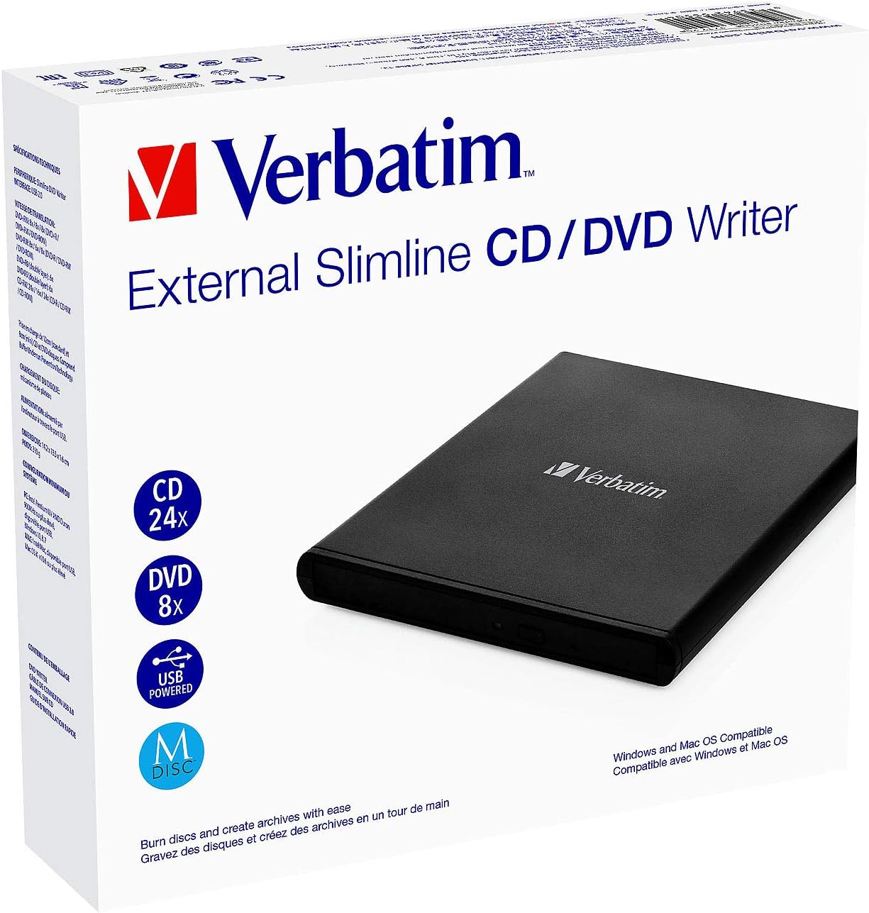 VERBATIM Ext. Slimline USB 2.0 CD-DVD Writer Light Black image number 2